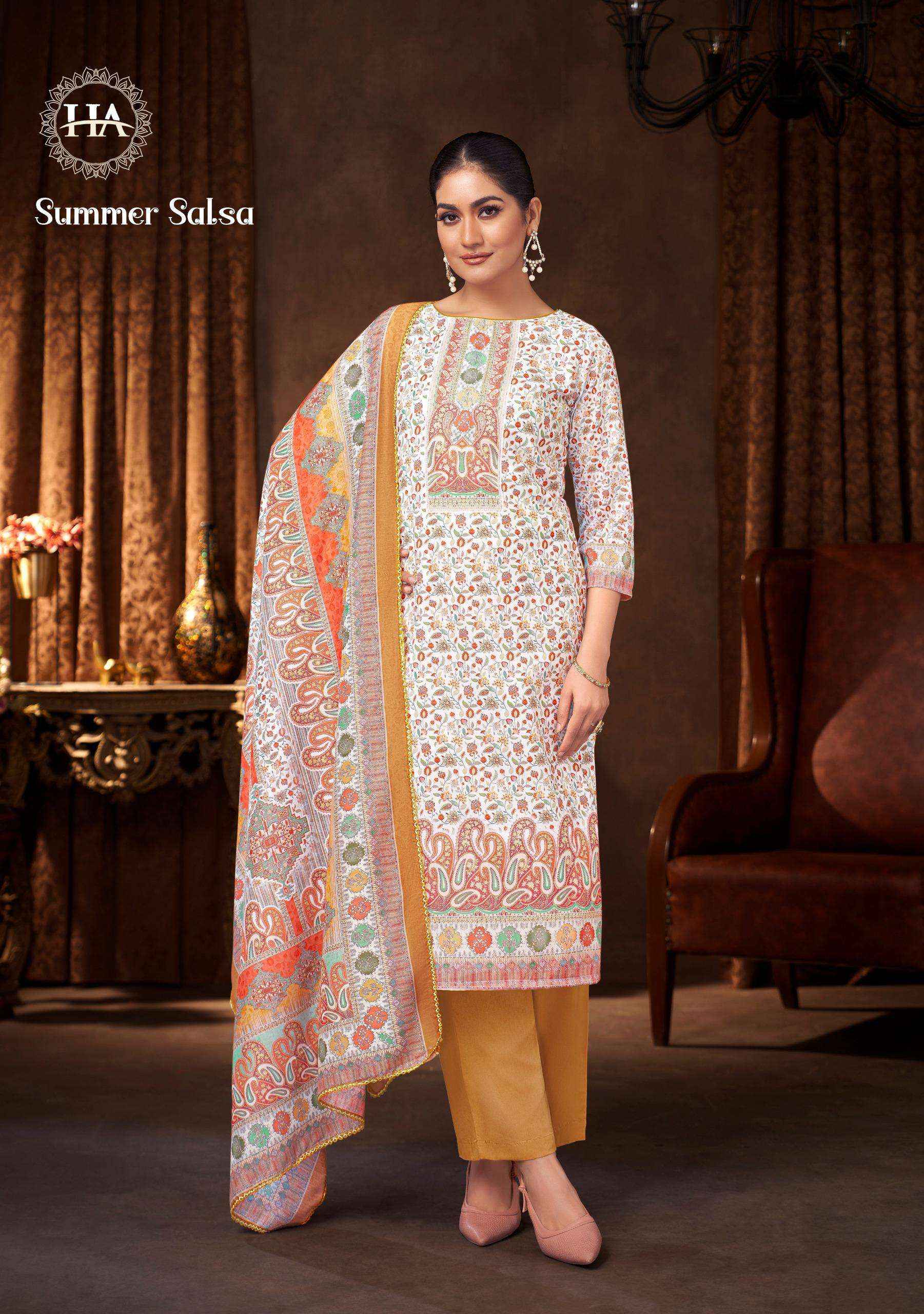 Harshit Fashion Summer Salsa Cambric Cotton Dress Material 8 pcs Catalogue