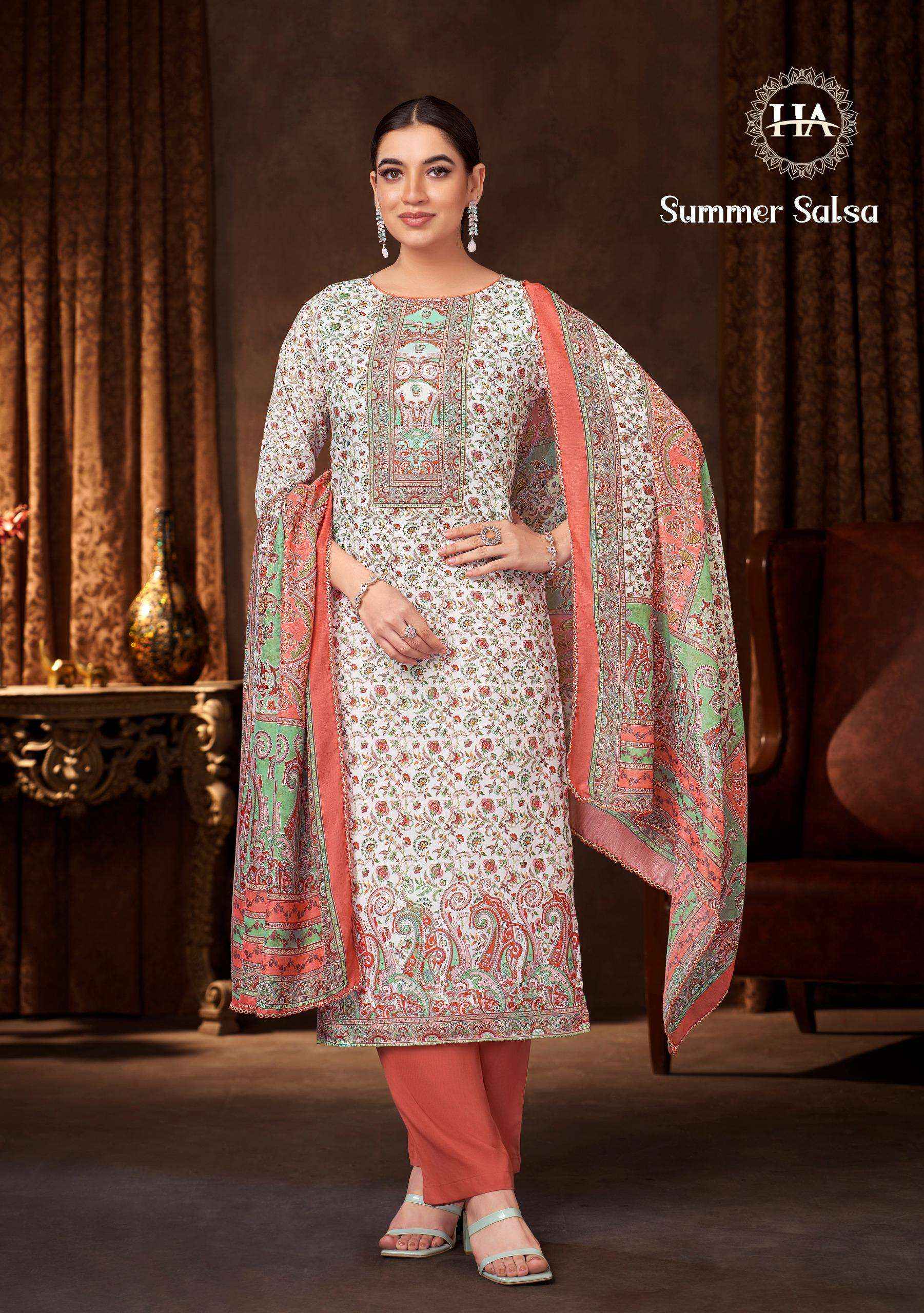 Harshit Fashion Summer Salsa Cambric Cotton Dress Material 8 pcs Catalogue