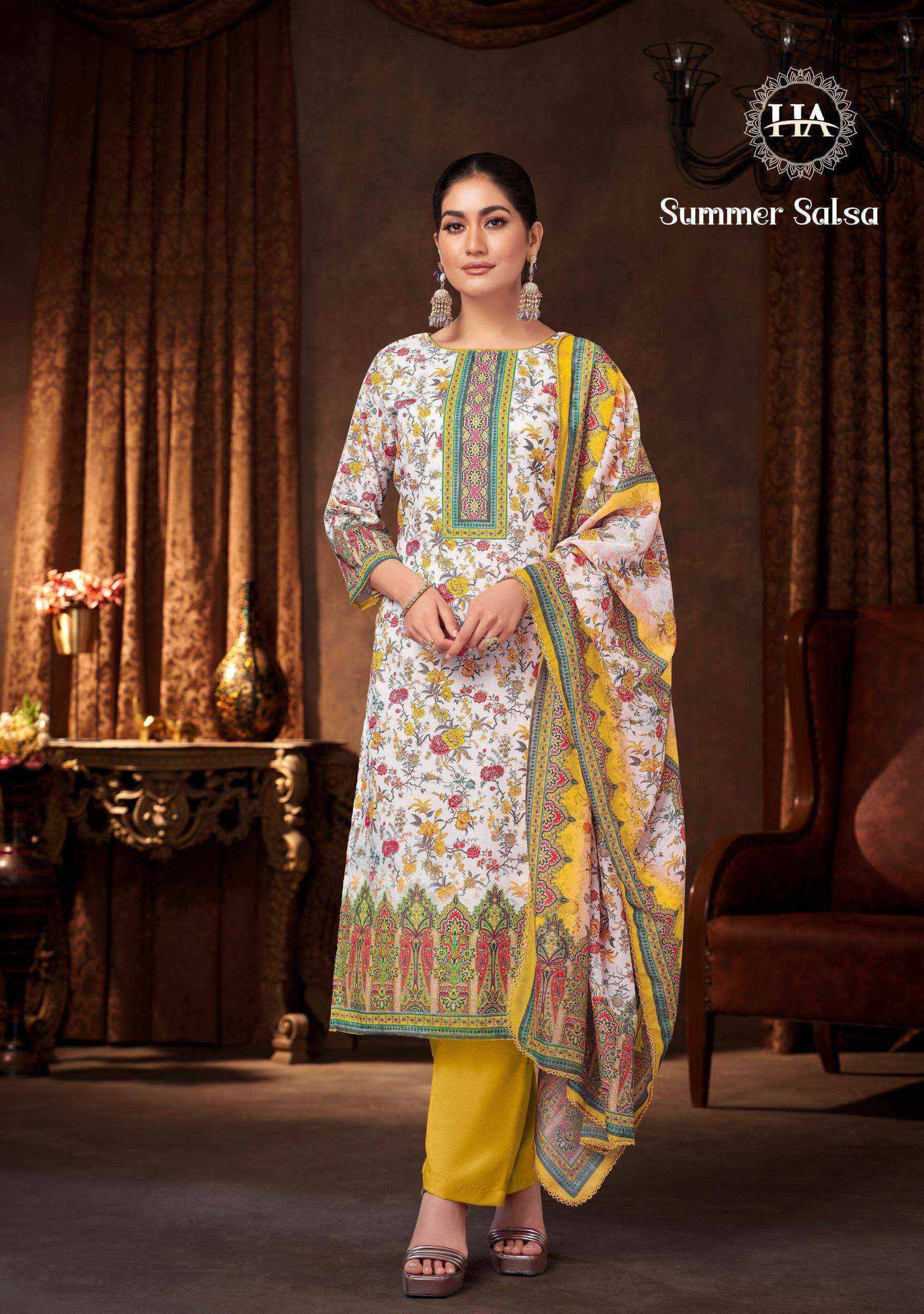 Harshit Fashion Summer Salsa Cambric Cotton Dress Material 8 pcs Catalogue