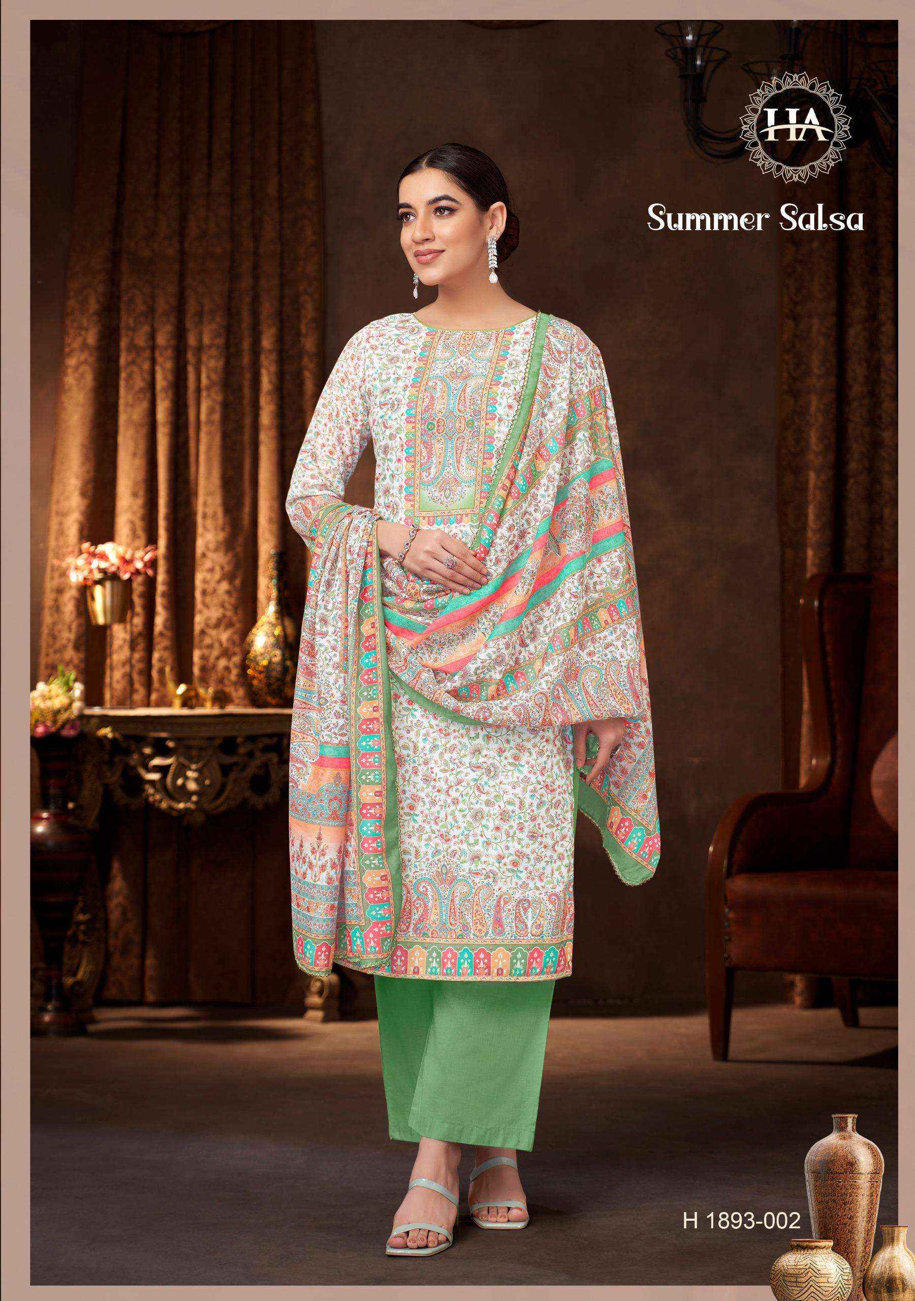 Harshit Fashion Summer Salsa Cambric Cotton Dress Material 8 pcs Catalogue