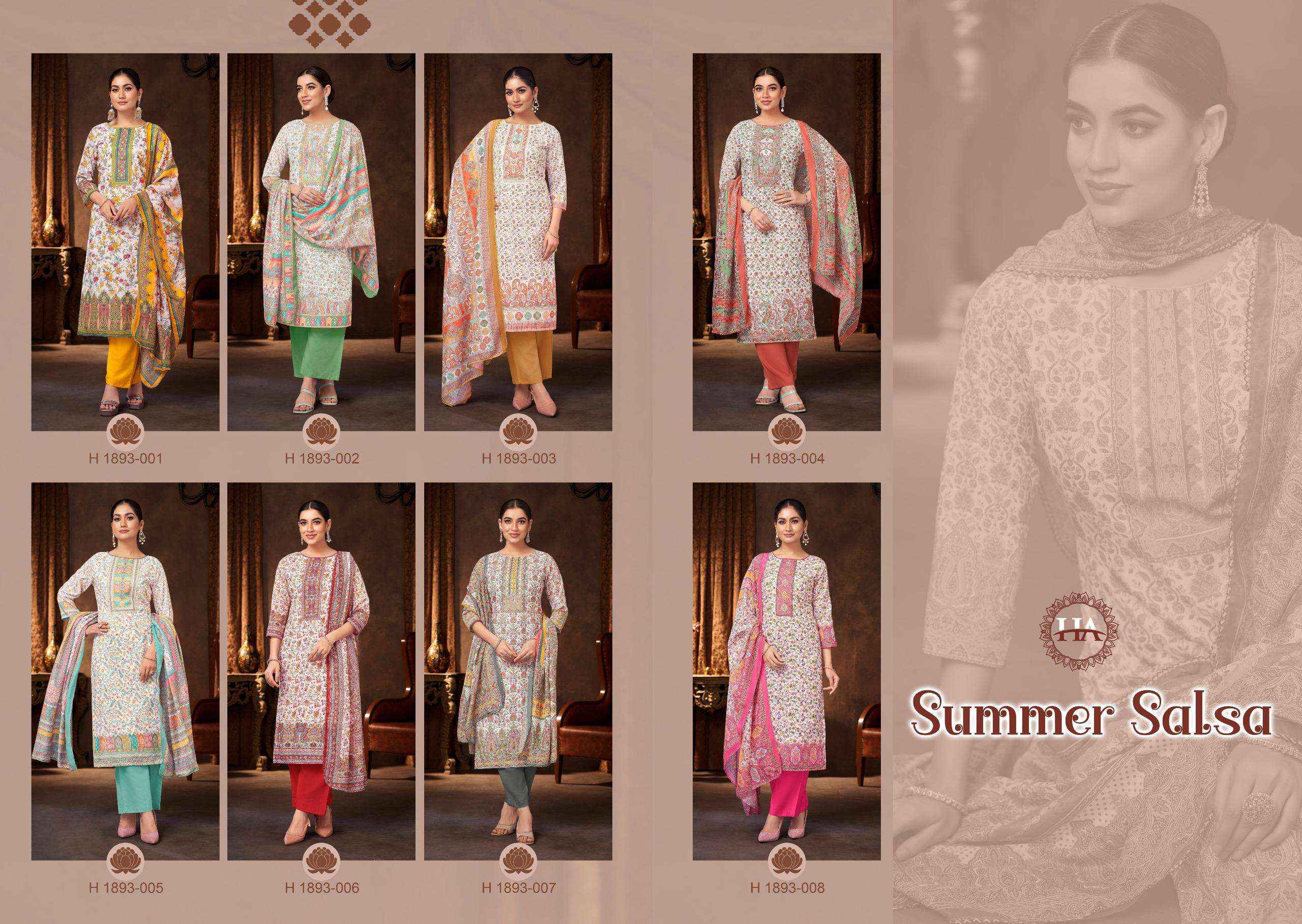 Harshit Fashion Summer Salsa Cambric Cotton Dress Material 8 pcs Catalogue