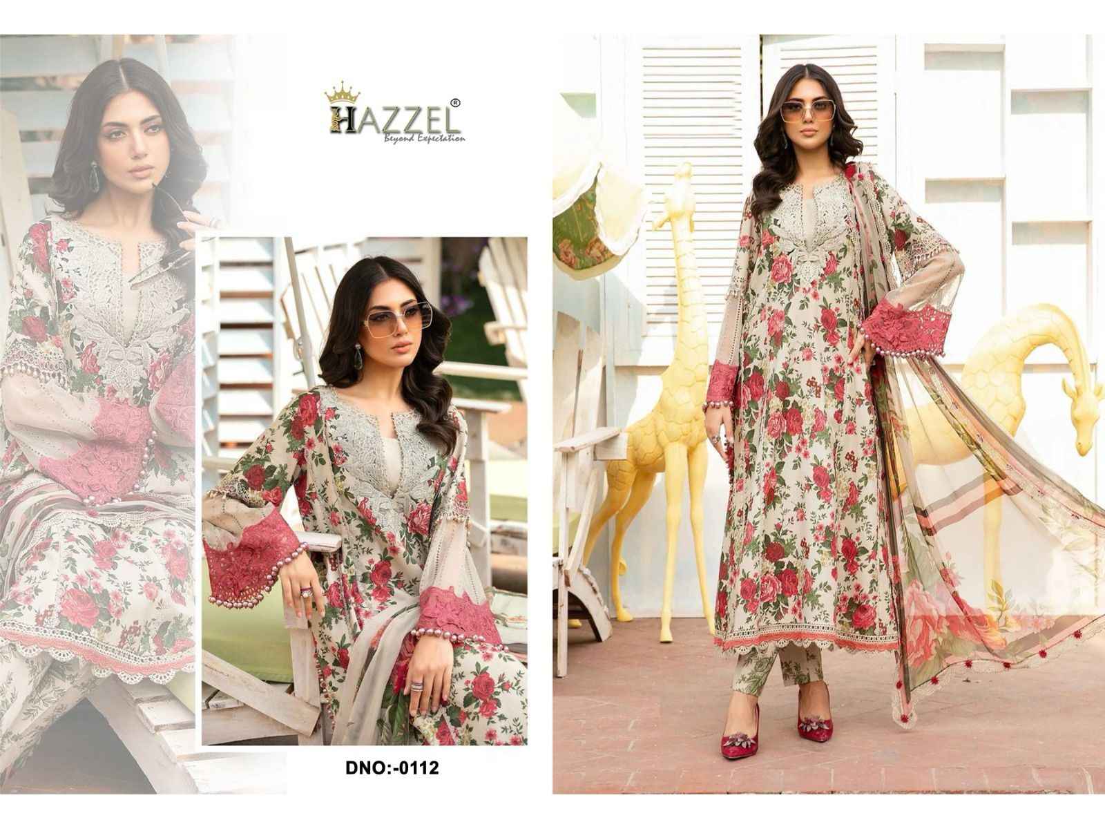 Hazzel Ramsha Rangrez Cotton Dress Material 3 pcs Catalogue