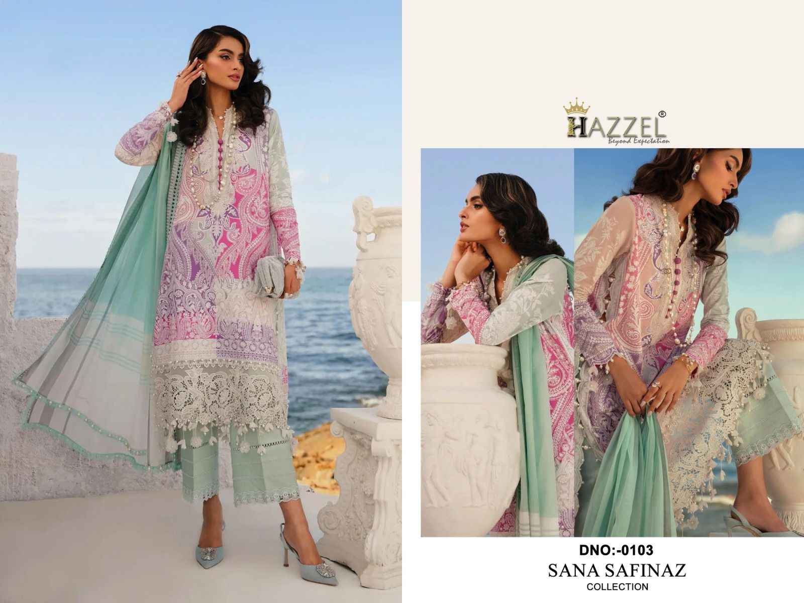 Hazzel Ramsha Rangrez Cotton Dress Material 3 pcs Catalogue