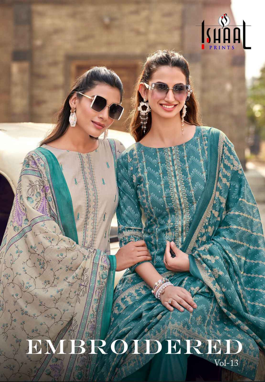 Ishaal Embroidered Vol 13 Lawn Cotton Dress Material 10 pcs Catalogue