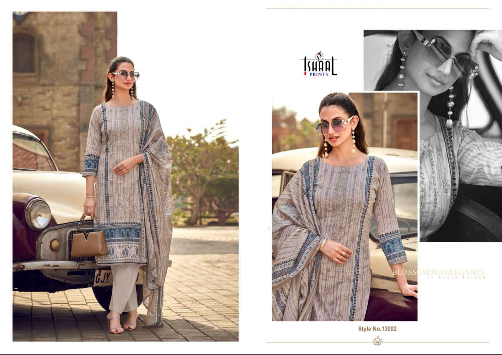Ishaal Embroidered Vol 13 Lawn Cotton Dress Material 10 pcs Catalogue