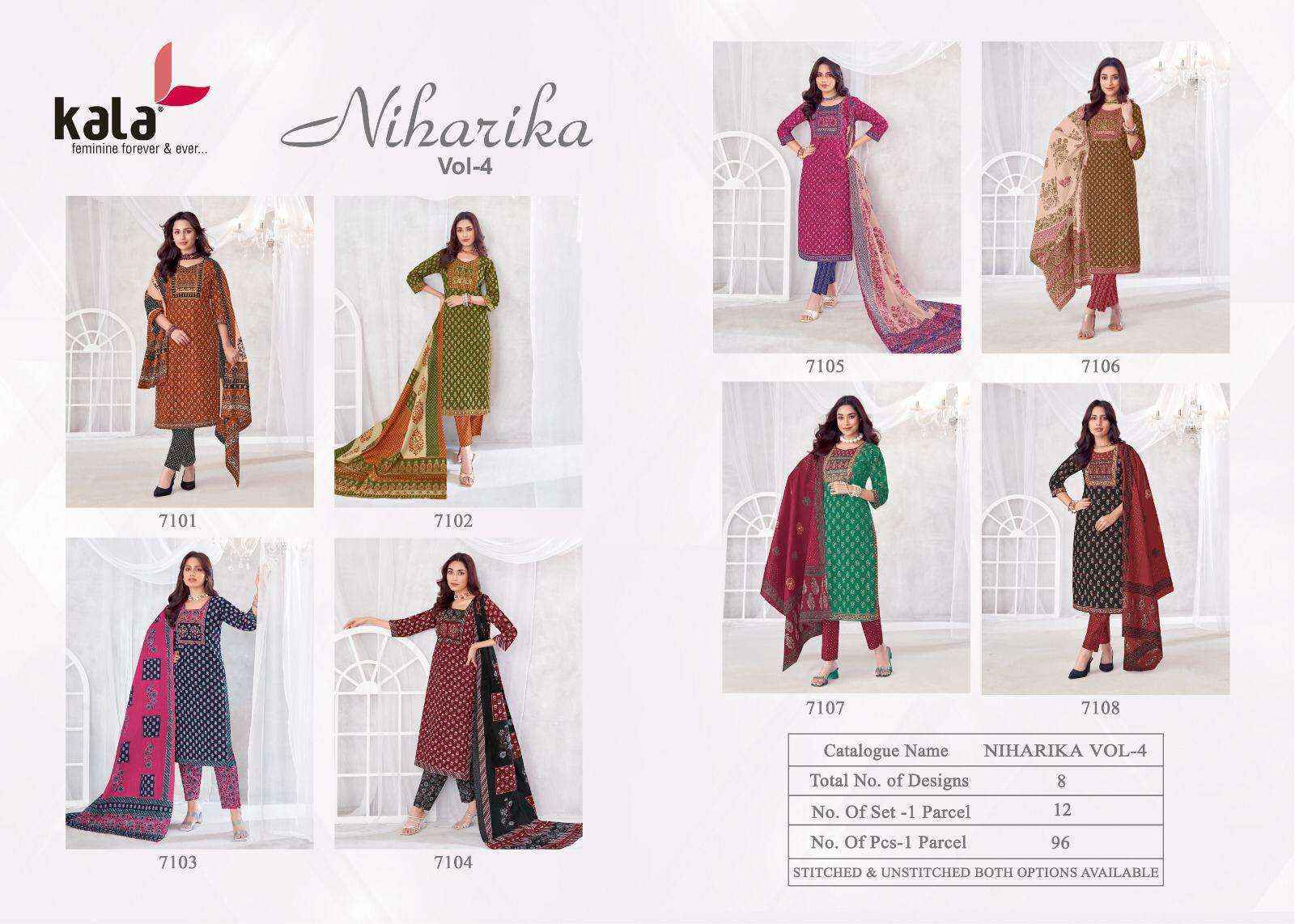 Kala Niharika Vol-4 Cotton Dress Material (8 pcs Catalogue)