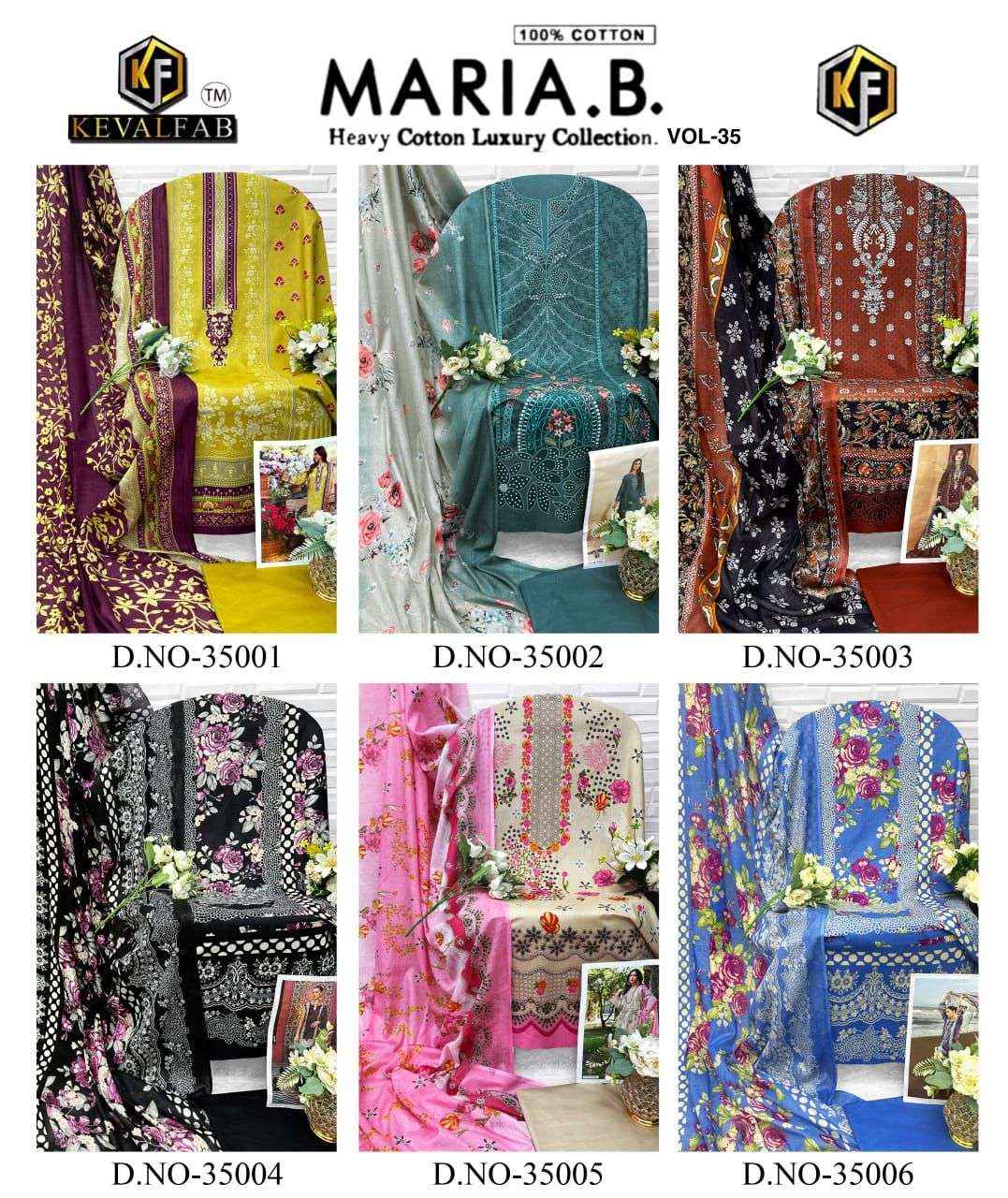 Keval Fab Maria B Vol 35 Cotton Dress Material 6 pcs Catalogue