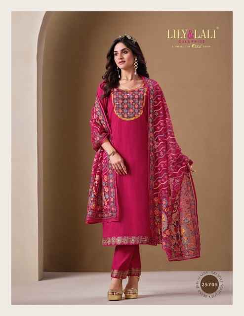 Lily & Lali Brasso Roman Silk Readymade Suit (6 pcs Catalogue)