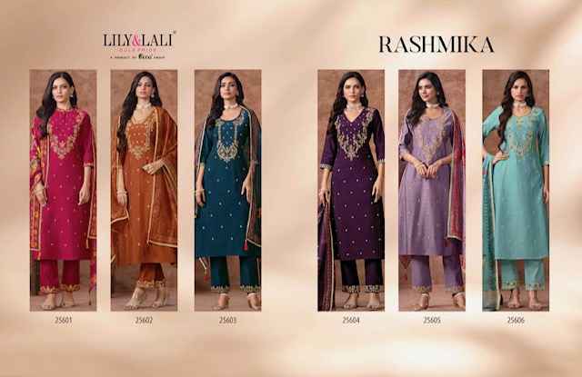 Lily & Lali Rashmika Viscouse Silk Readymade Suit (6 pcs Catalogue)