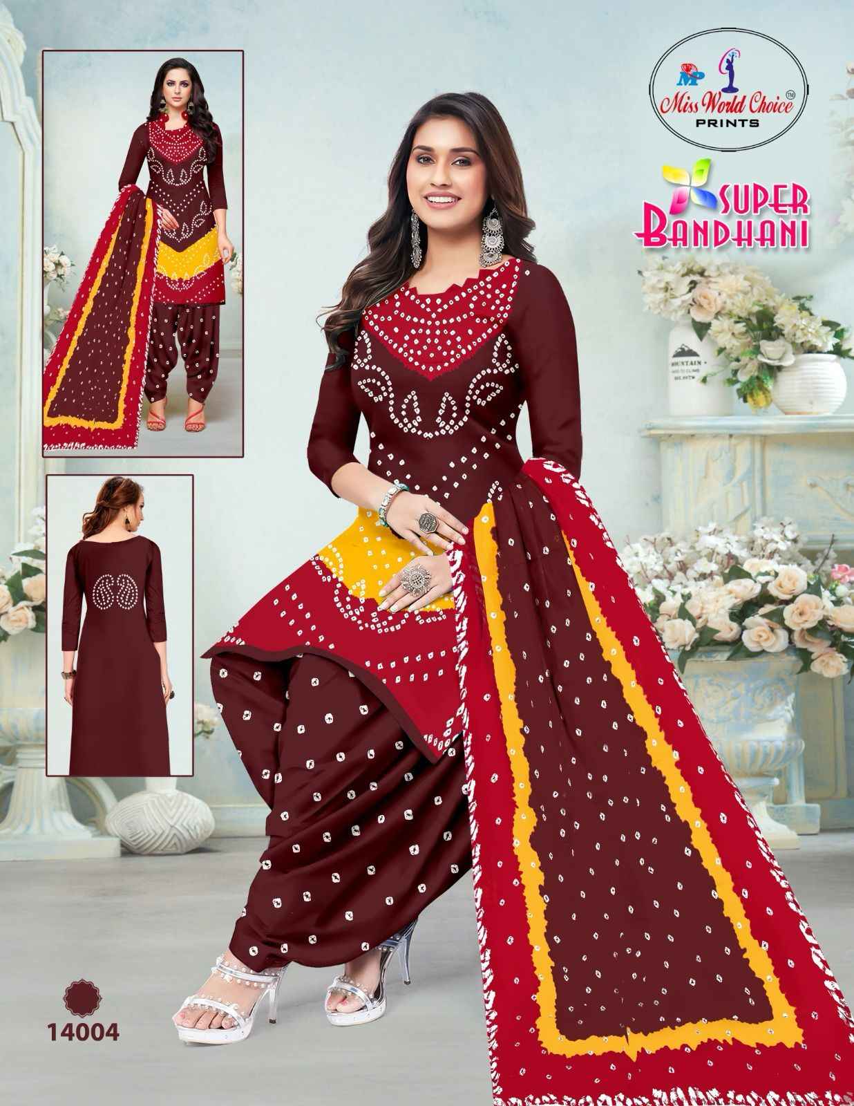 Miss World Choice Bandhani Vol 14 Cotton Dress Material 10 pcs Catalogue