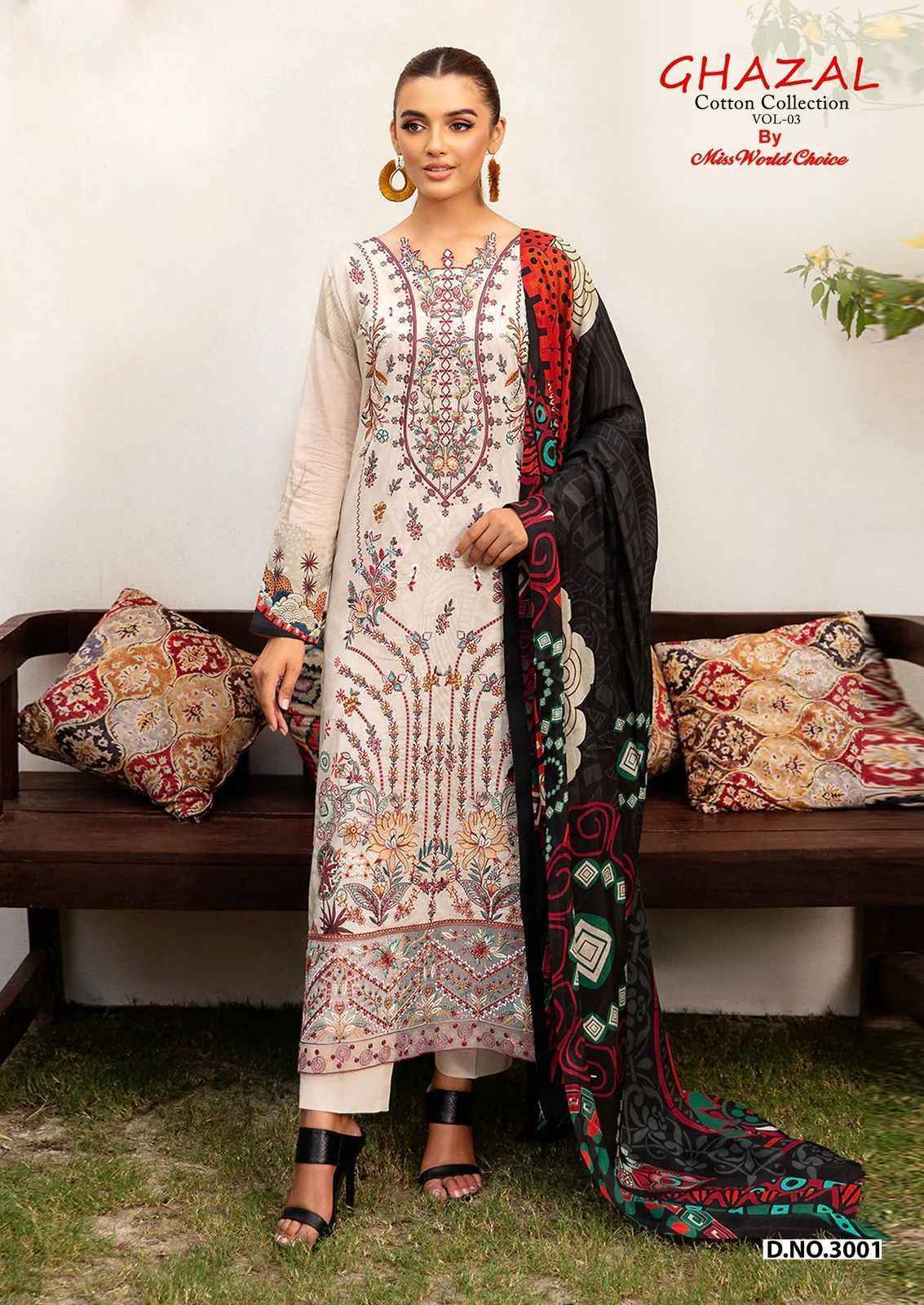 Miss World Choice Ghazal Vol-3 Cotton Dress Material (6 pcs Catalogue)