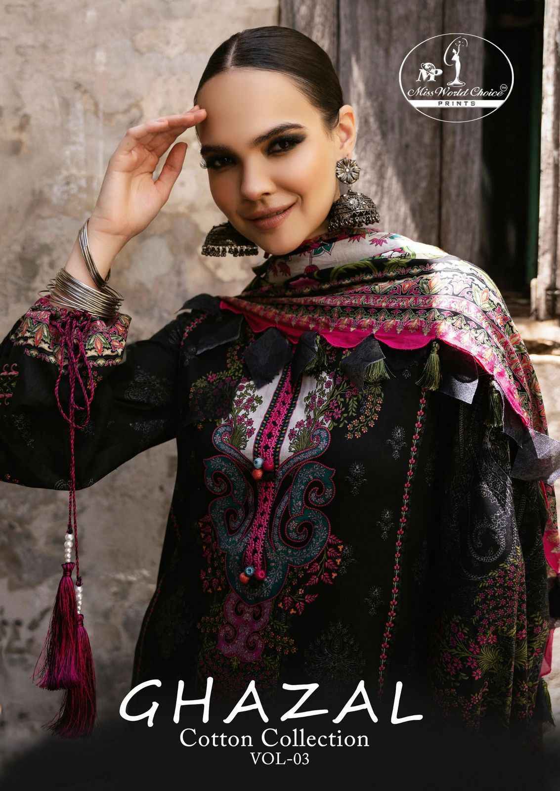Miss World Choice Ghazal Vol-3 Cotton Dress Material (6 pcs Catalogue)