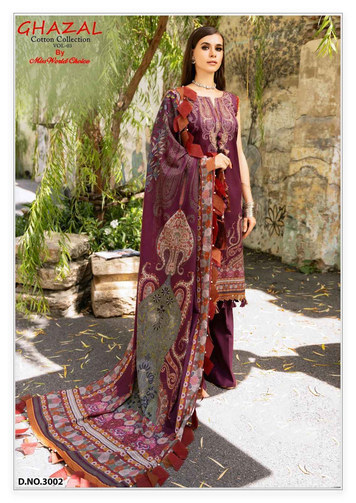 Miss World Choice Ghazal Vol-3 Cotton Dress Material (6 pcs Catalogue)
