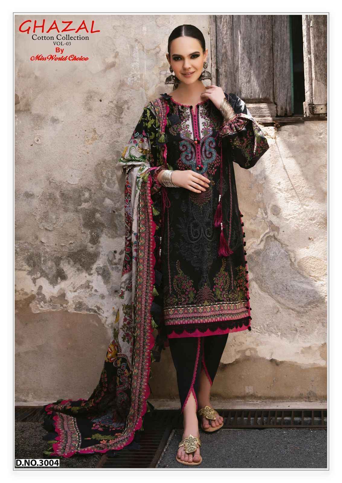 Miss World Choice Ghazal Vol-3 Cotton Dress Material (6 pcs Catalogue)