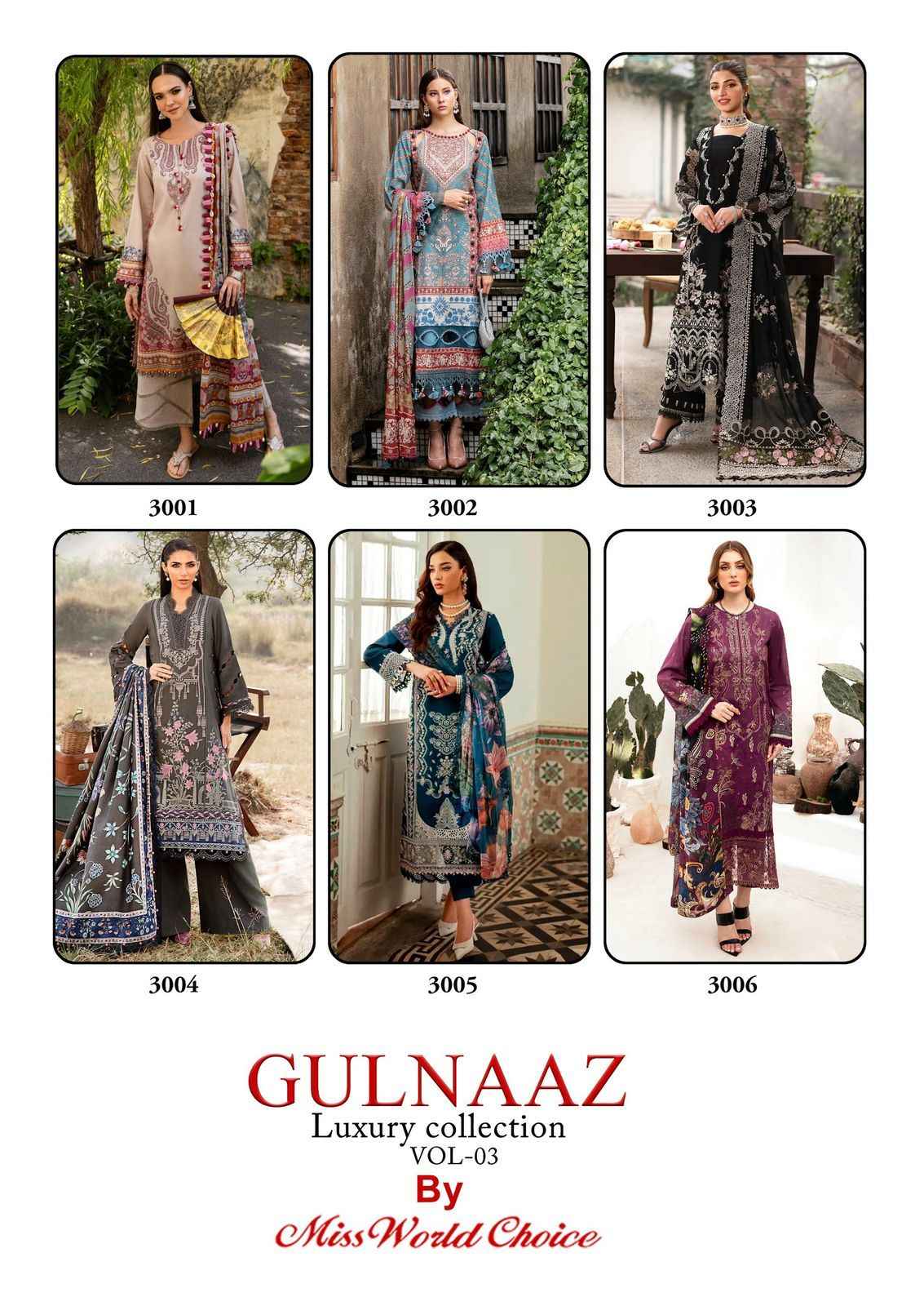 Miss World Choice Gulnaaz Vol 3 Cotton Dress Material 6 pcs Catalogue