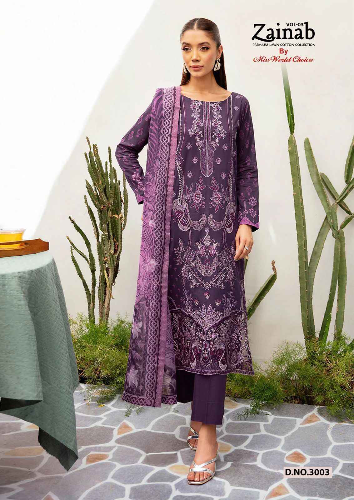 Miss World Choice Zainab Vol 3 Lawn Cotton Dress Material 6 pcs Catalogue
