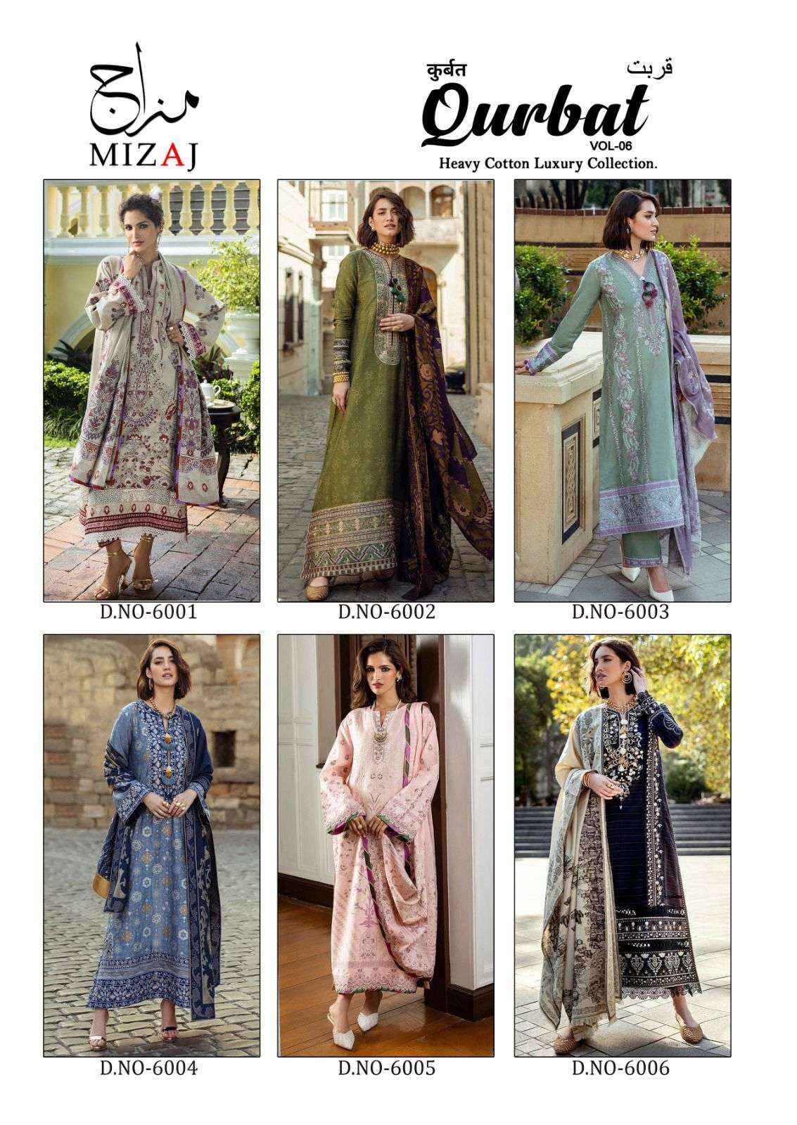 Mizaj Qurbat Vol 6 Cotton Dress Material 6 pcs Catalogue