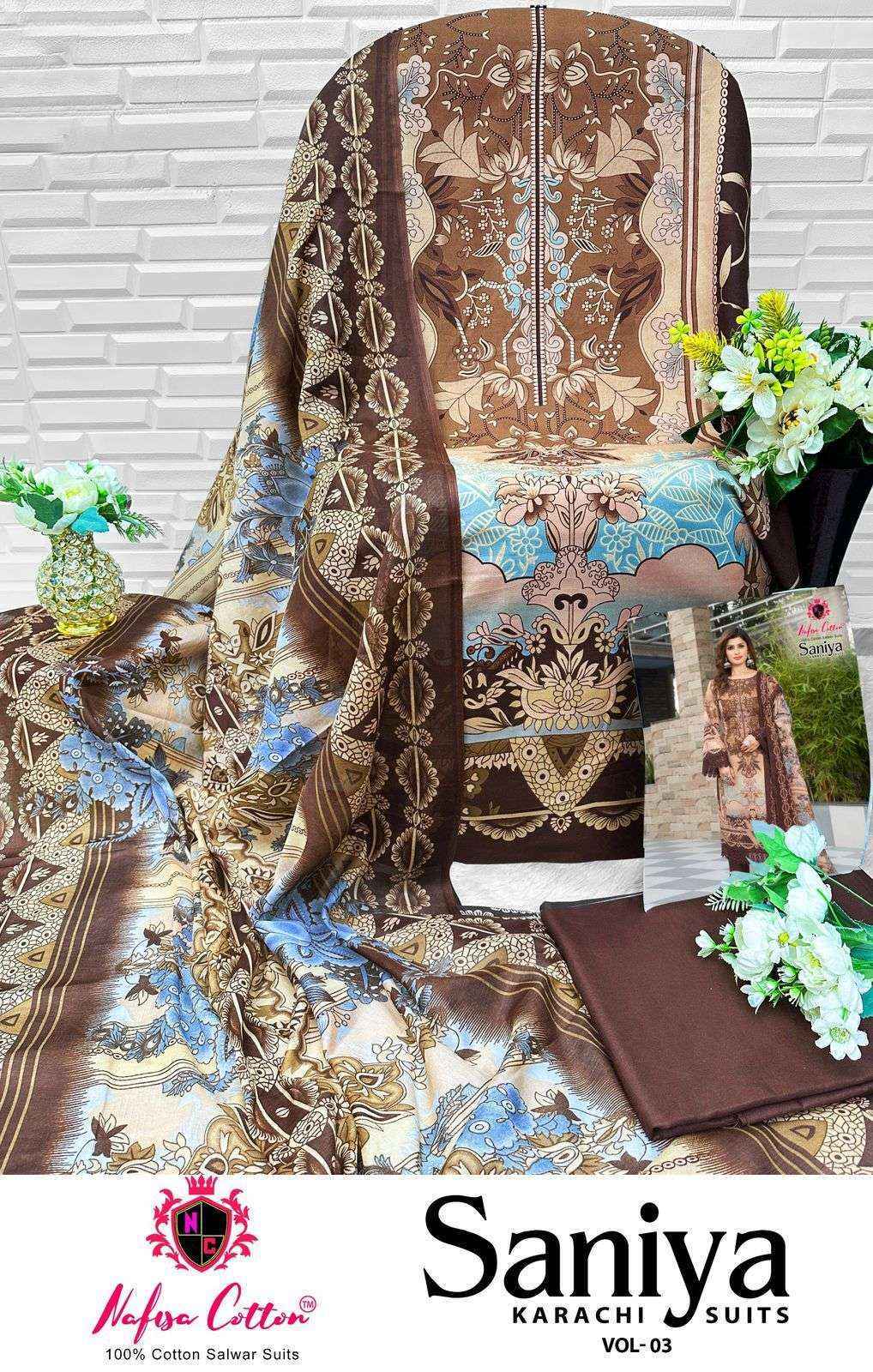 Nafisa Cotton Saniya Karachi Suits Vol-3 Cotton Dress Material (6 pcs Catalogue)