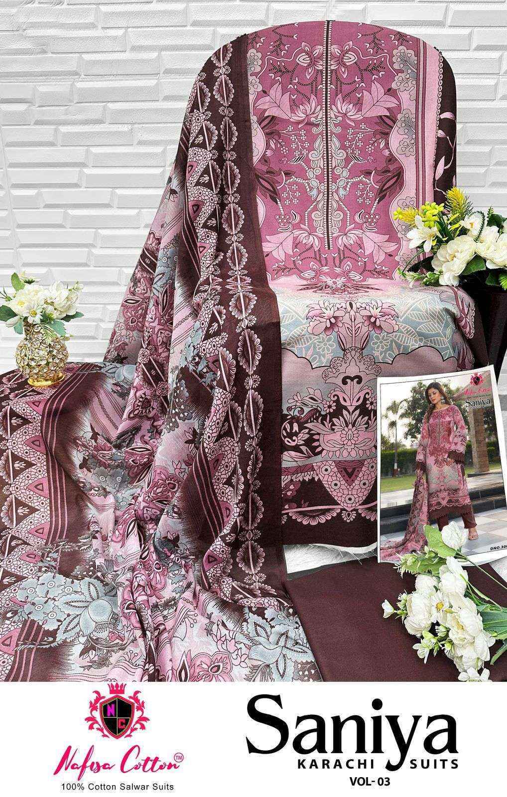 Nafisa Cotton Saniya Karachi Suits Vol-3 Cotton Dress Material (6 pcs Catalogue)