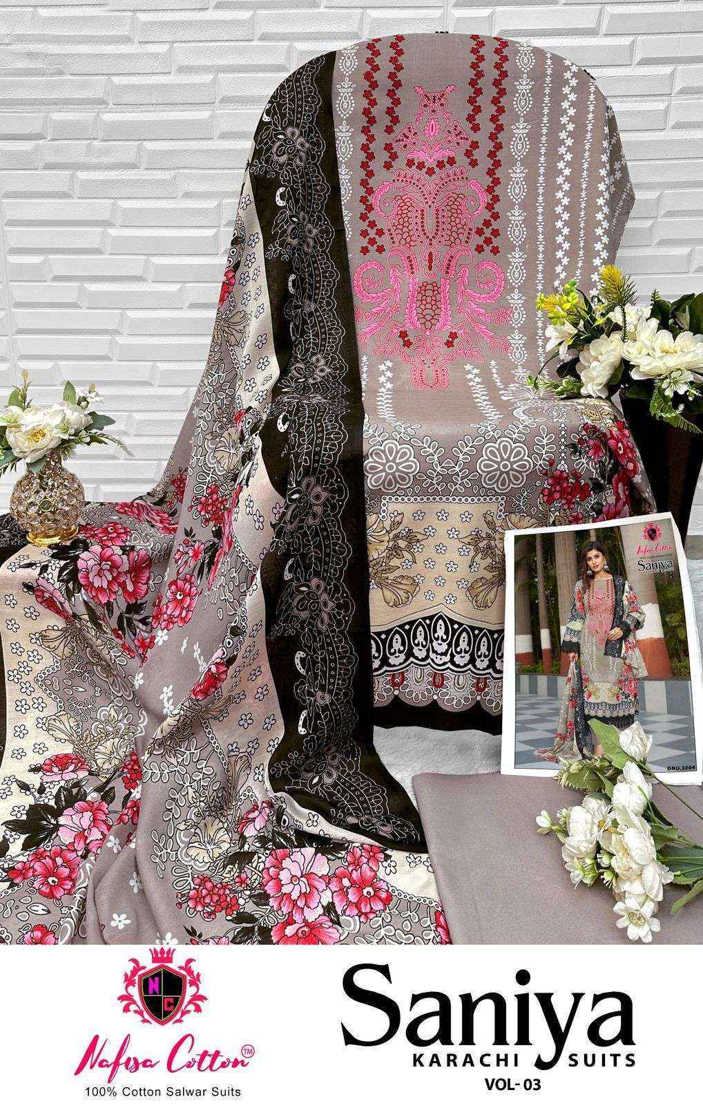 Nafisa Cotton Saniya Karachi Suits Vol-3 Cotton Dress Material (6 pcs Catalogue)