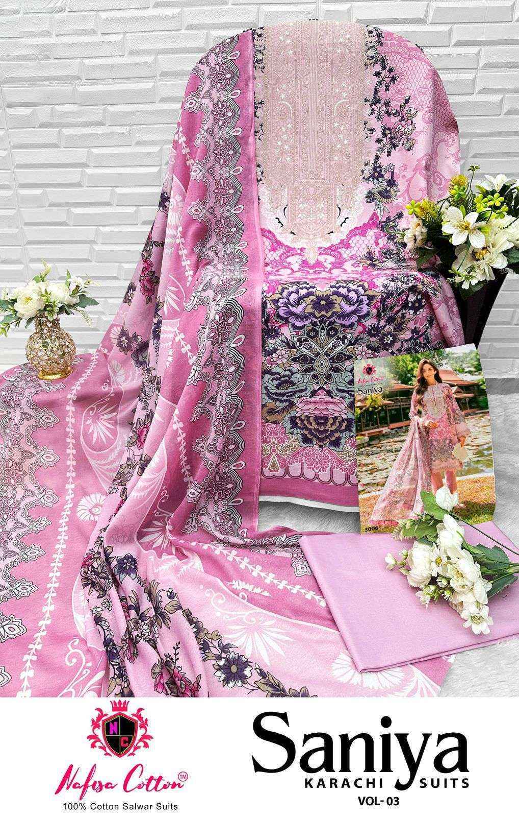 Nafisa Cotton Saniya Karachi Suits Vol-3 Cotton Dress Material (6 pcs Catalogue)