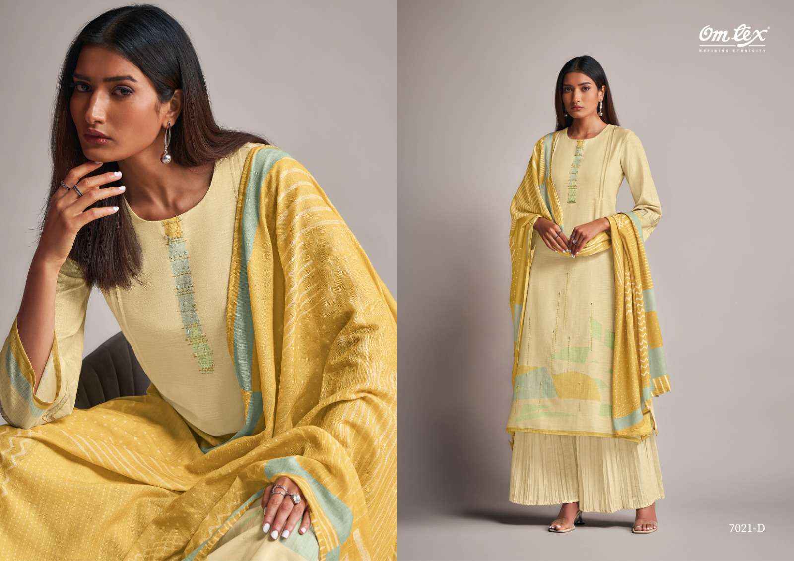Omtex Cheeky Linen Cotton Dress Material 4 pcs Catalogue