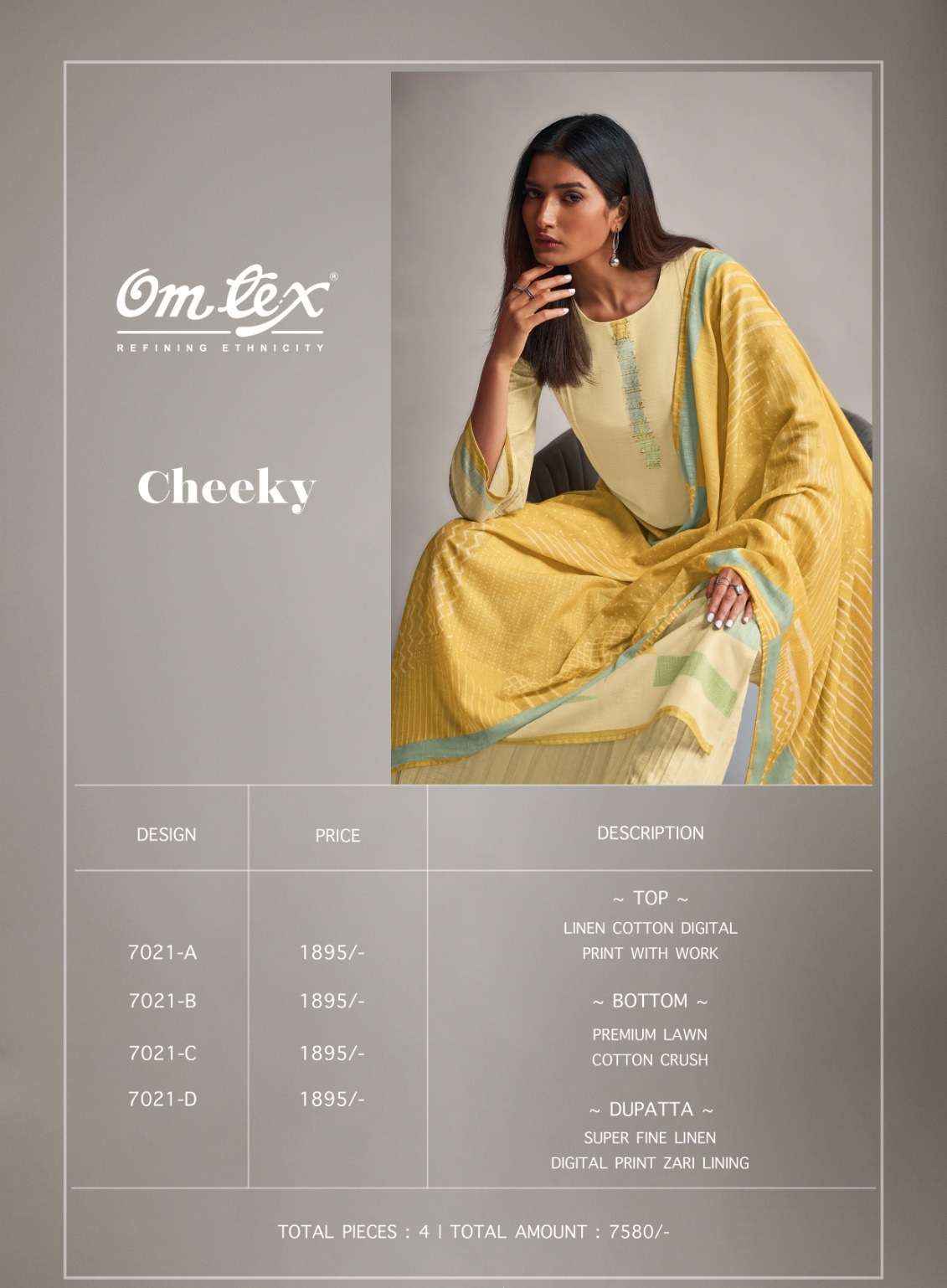 Omtex Cheeky Linen Cotton Dress Material 4 pcs Catalogue