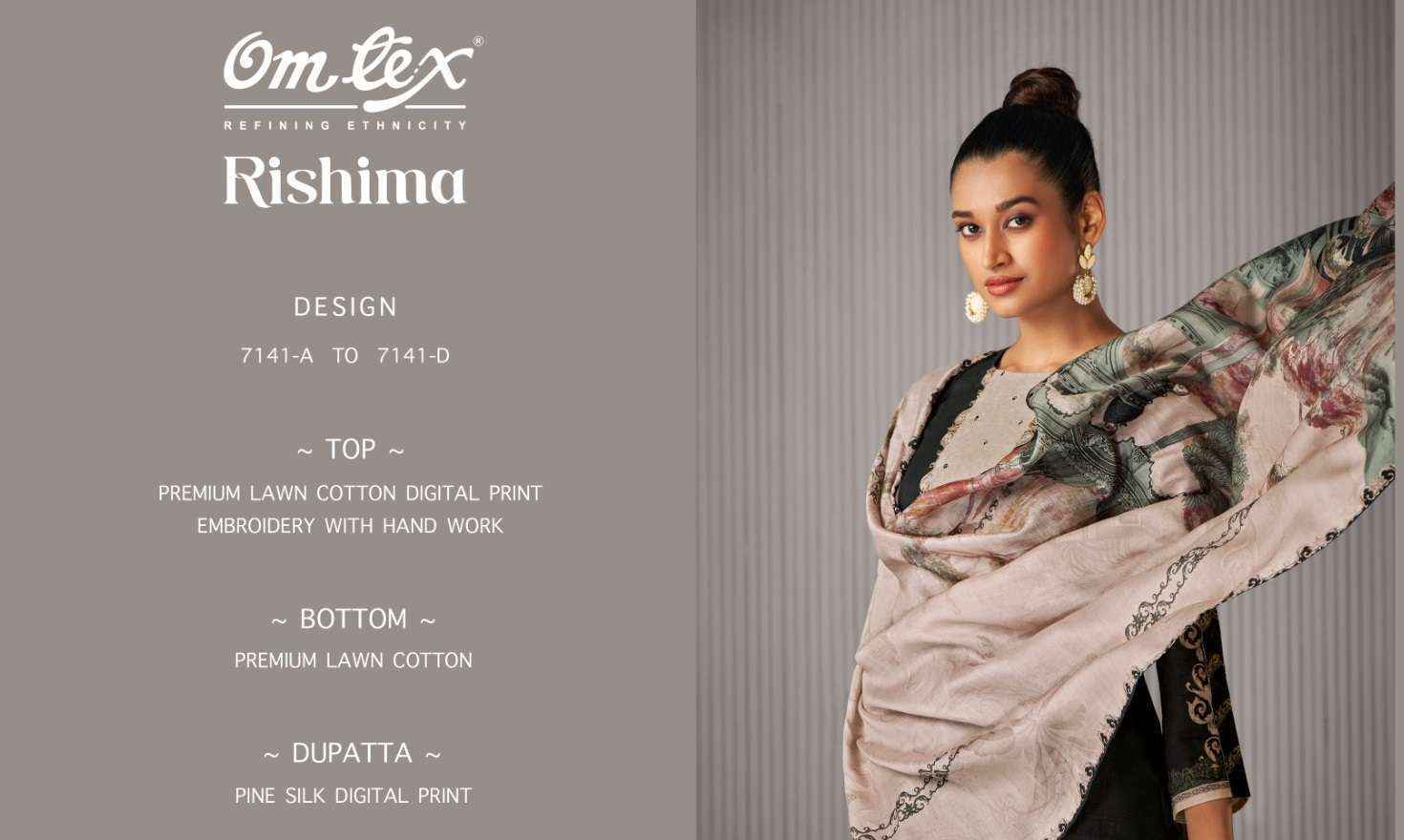 Omtex Rishima Lawn Cotton Dress Material (4 pcs Catalogue)