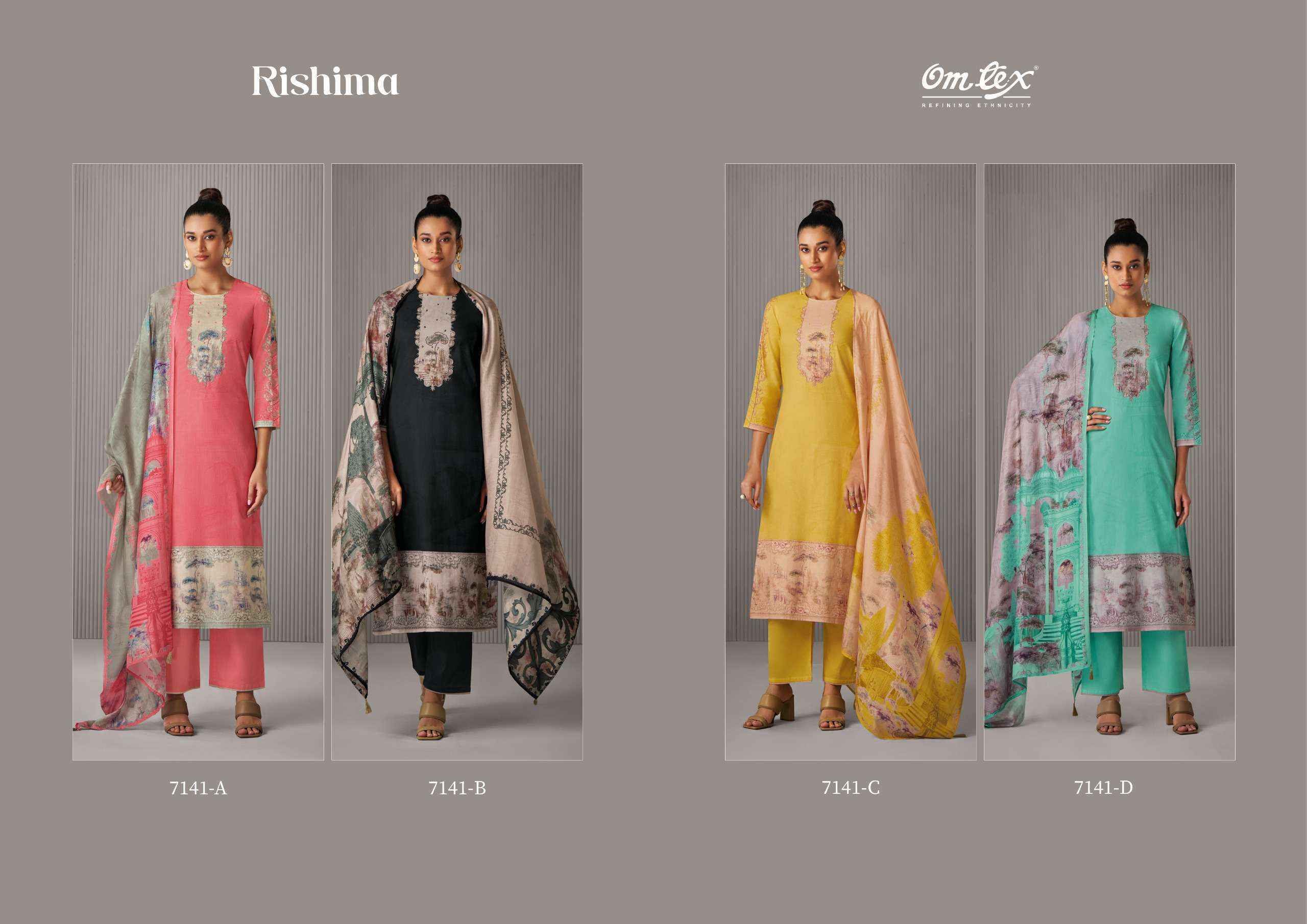 Omtex Rishima Lawn Cotton Dress Material (4 pcs Catalogue)