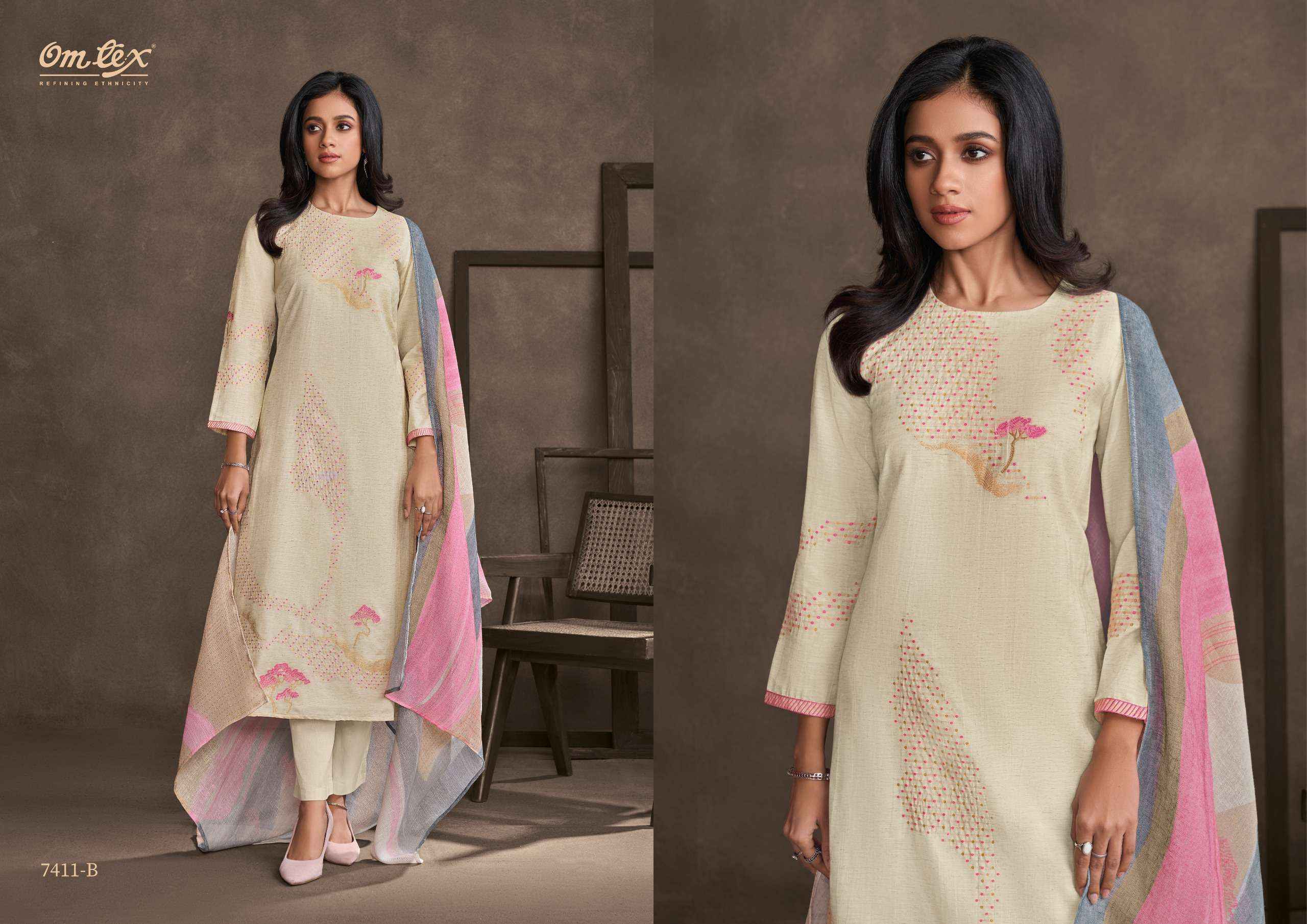 Omtex Rizel Cotton Silk Jacquard Dress Material 4 pcs Catalogue