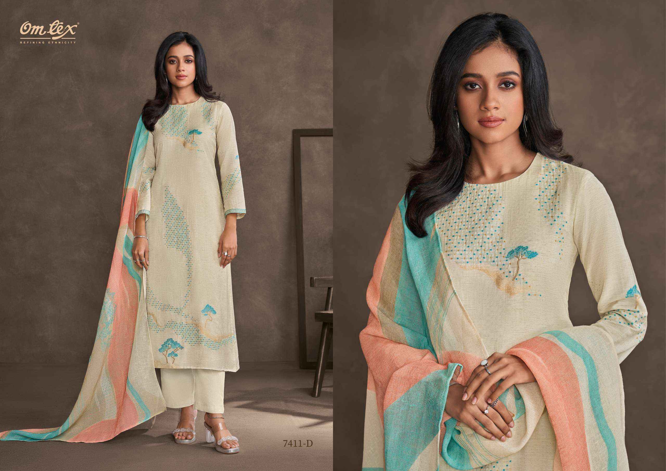 Omtex Rizel Cotton Silk Jacquard Dress Material 4 pcs Catalogue
