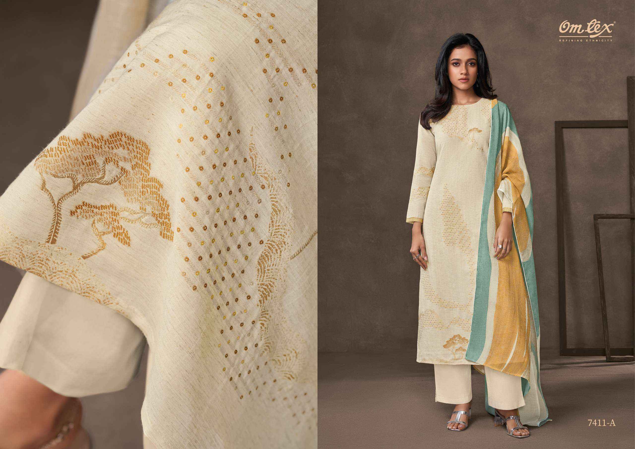 Omtex Rizel Cotton Silk Jacquard Dress Material 4 pcs Catalogue