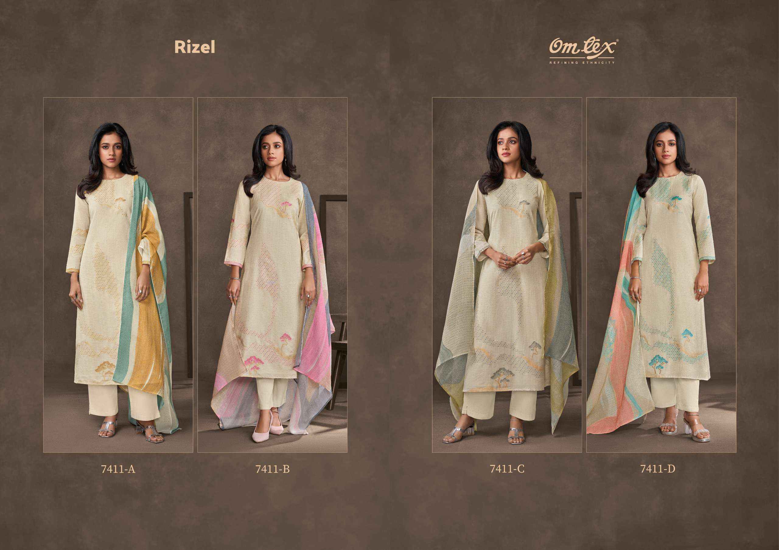 Omtex Rizel Cotton Silk Jacquard Dress Material 4 pcs Catalogue