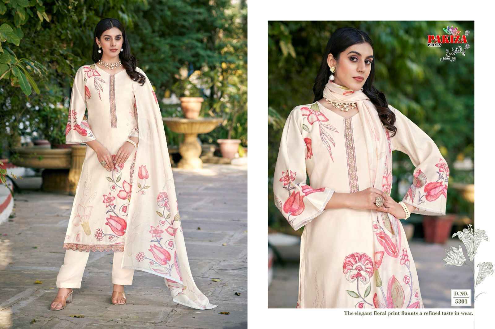 Pakiza Prints Noor Vol-53 Silk Chanderi Dress Material (10 pcs Catalogue)