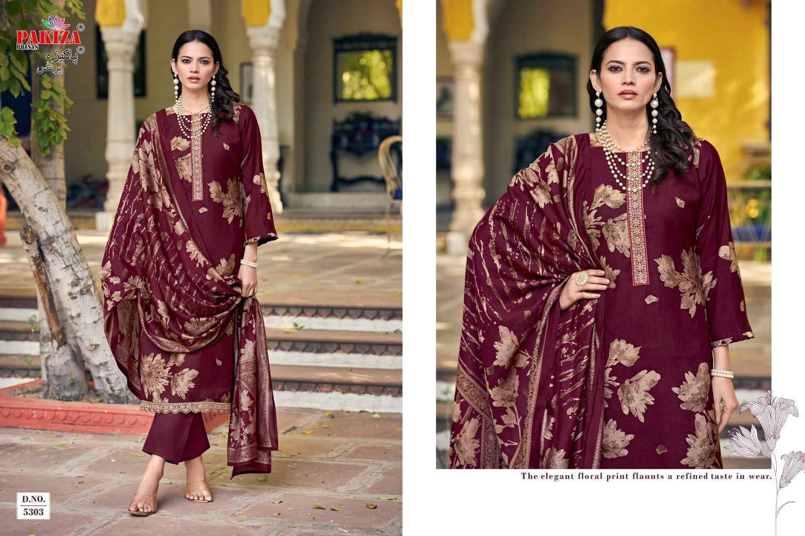 Pakiza Prints Noor Vol-53 Silk Chanderi Dress Material (10 pcs Catalogue)