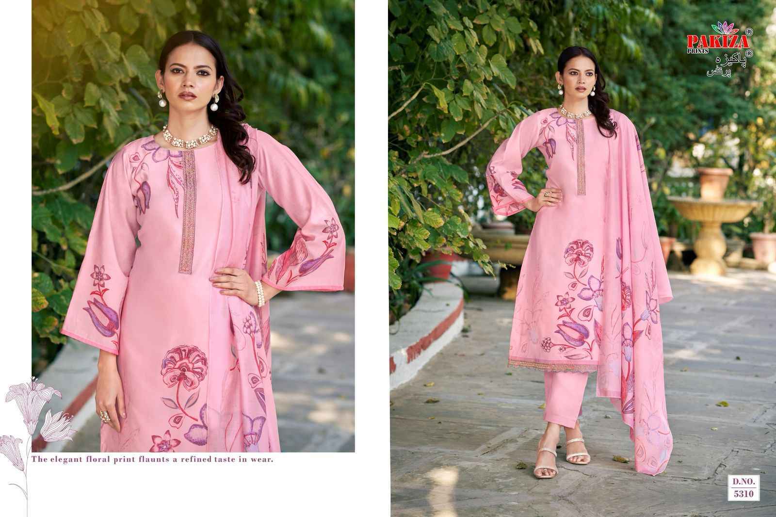 Pakiza Prints Noor Vol-53 Silk Chanderi Dress Material (10 pcs Catalogue)