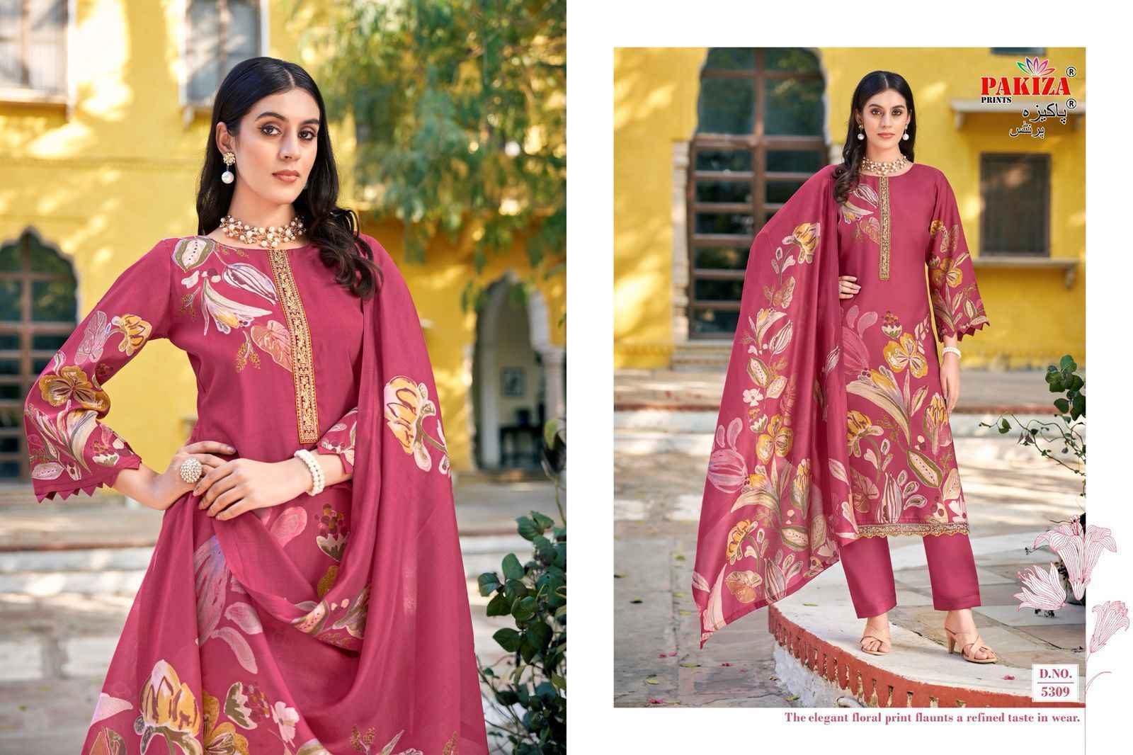 Pakiza Prints Noor Vol-53 Silk Chanderi Dress Material (10 pcs Catalogue)
