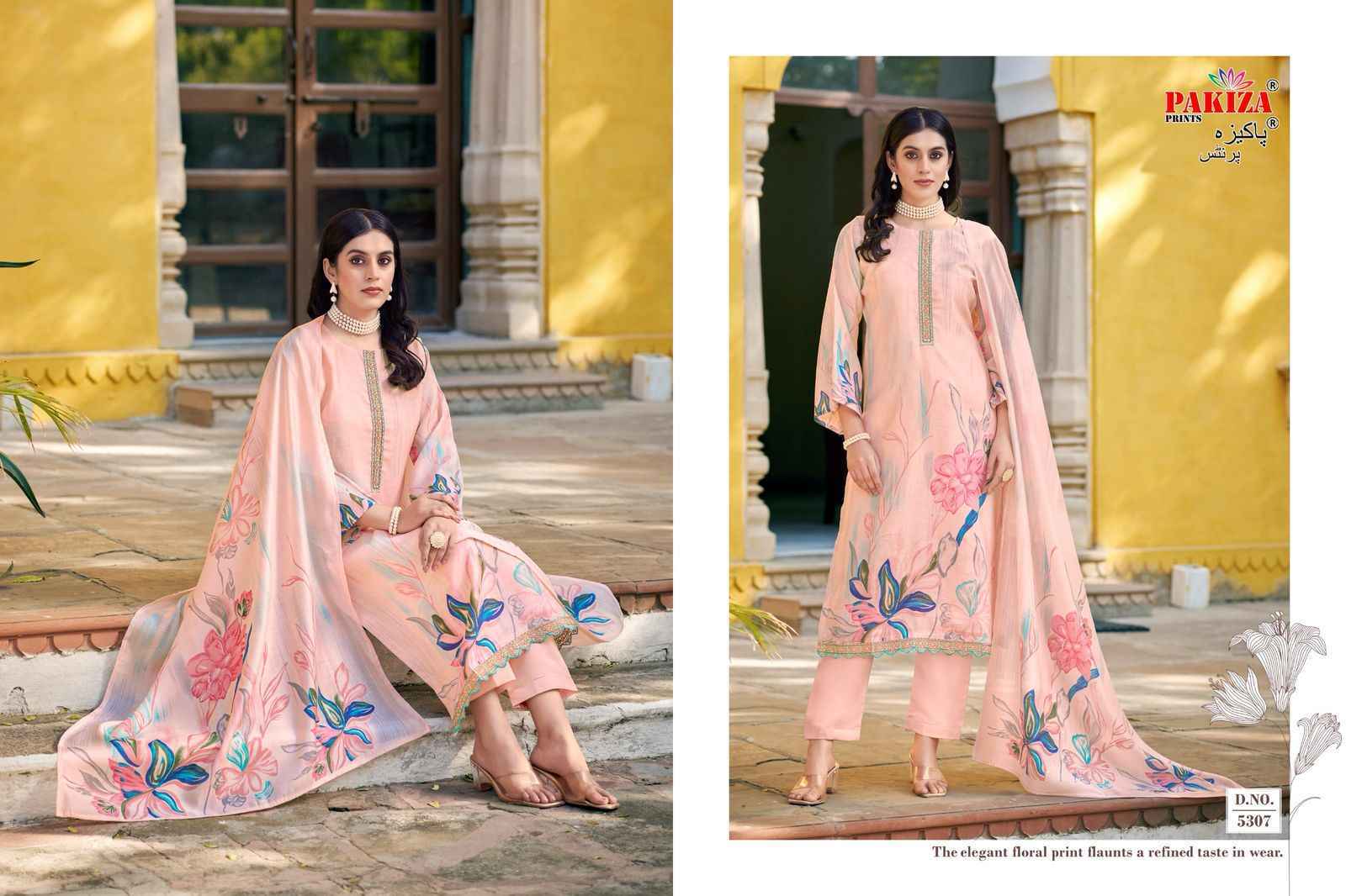 Pakiza Prints Noor Vol-53 Silk Chanderi Dress Material (10 pcs Catalogue)