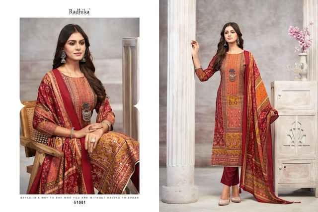 Radhika Fashion Azara Beauty Silk Musline Dress Material 4 pcs Catalogue