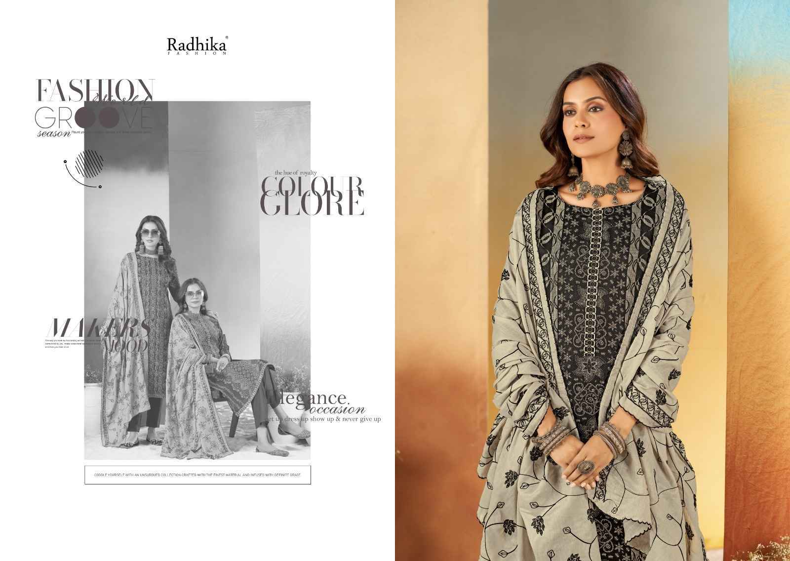 Radhika Fashion Azara Black Berry Vol-16 Cotton Dress Material (4 pcs Catalogue)