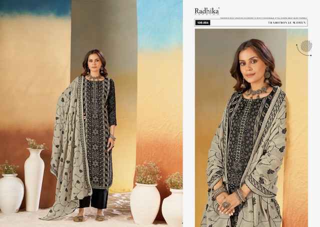 Radhika Fashion Azara Black Berry Vol-16 Cotton Dress Material (4 pcs Catalogue)