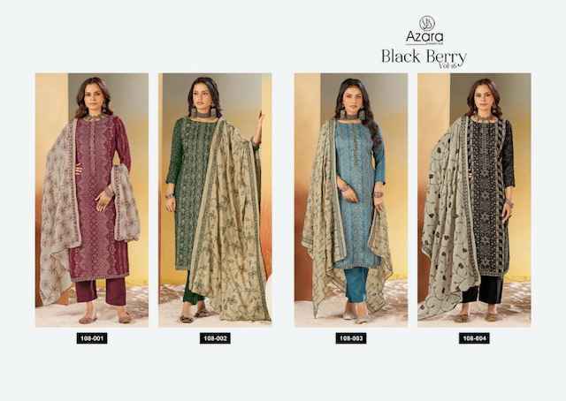 Radhika Fashion Azara Black Berry Vol-16 Cotton Dress Material (4 pcs Catalogue)