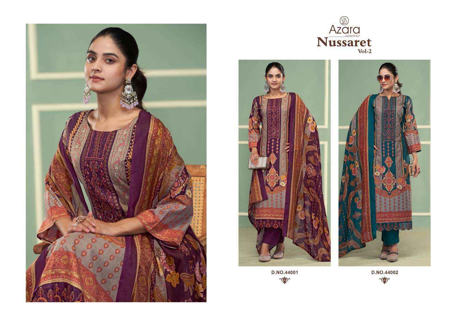 Radhika Fashion Azara Nushrat Vol-2 Cambric Cotton Dress Material (2 pcs Catalogue)