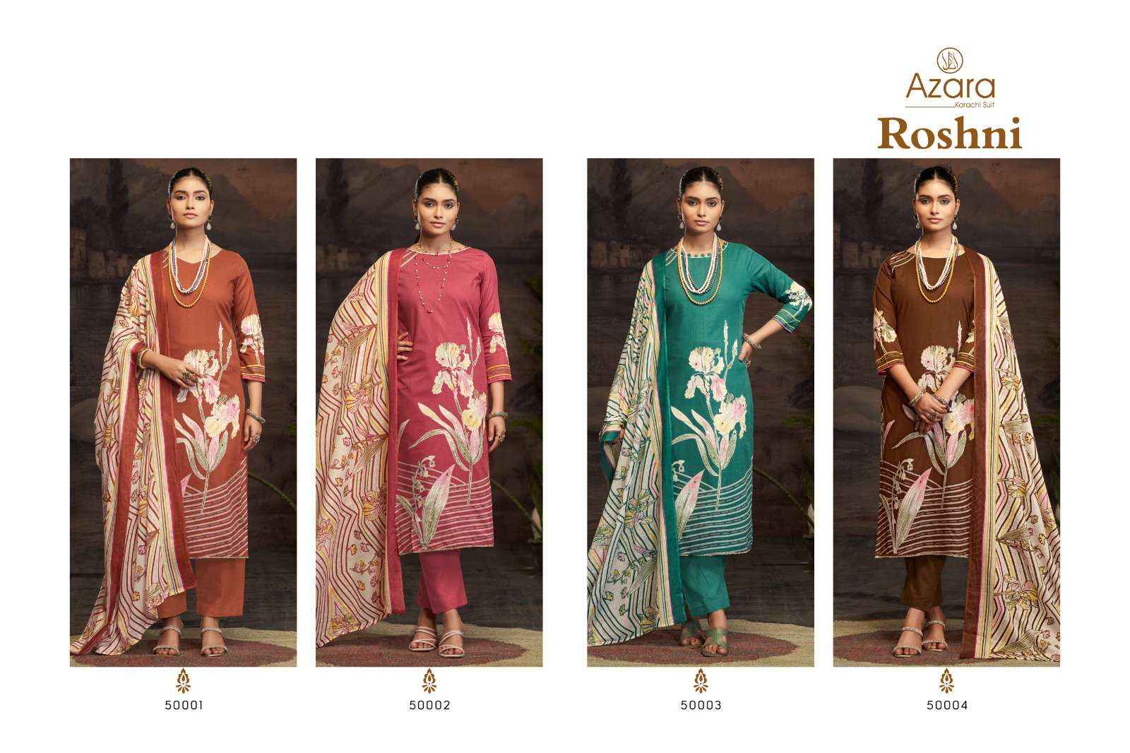 Radhika Fashion Azara Roshni Lawn Cotton Dress Material 4 pcs Catalogue