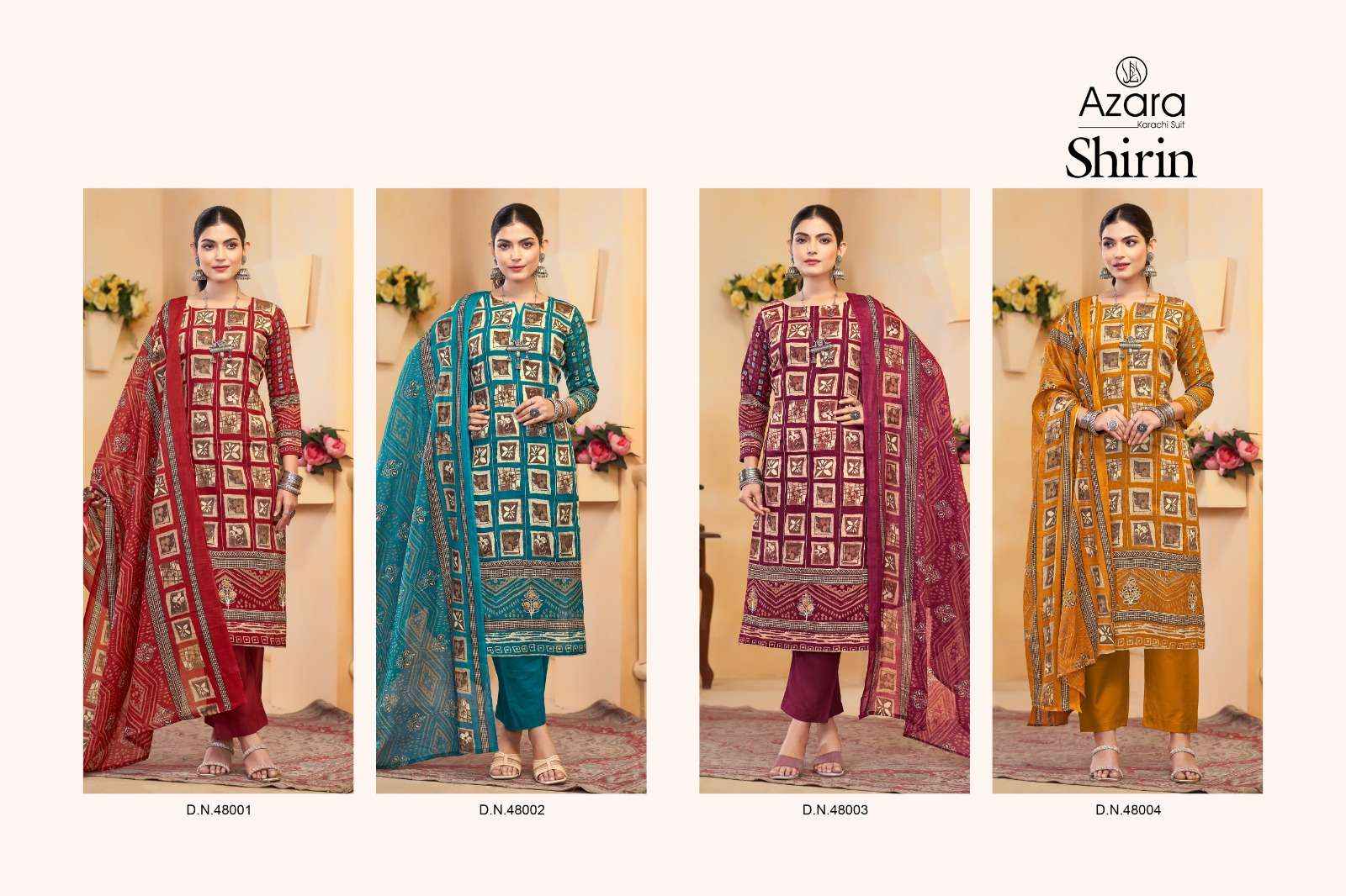 Radhika Fashion Azara Shirin Lawn Cotton Dress Material 4 pcs Catalogue