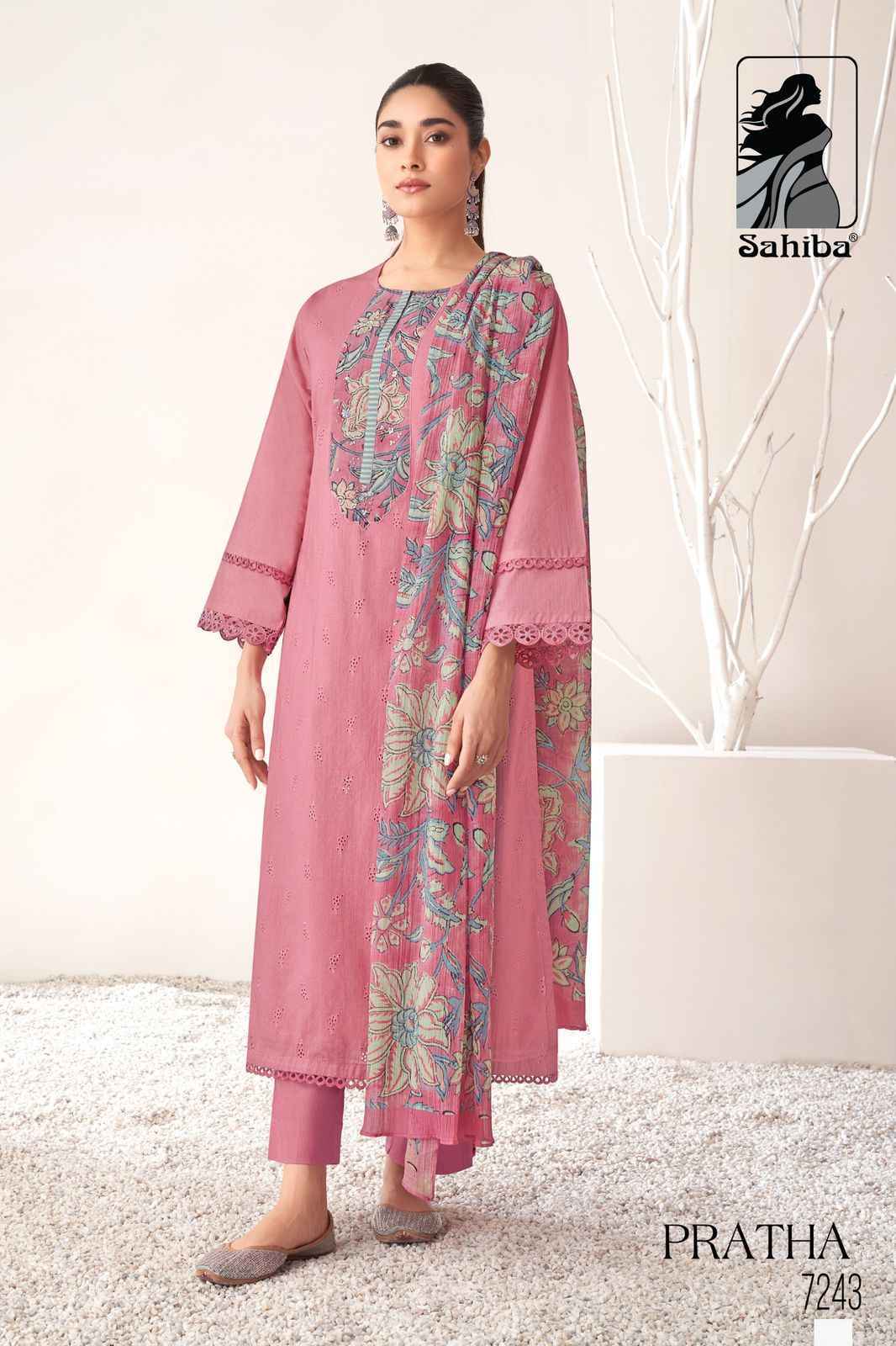 Sahiba Pratha Cotton Dress Material (3 pcs Catalogue)