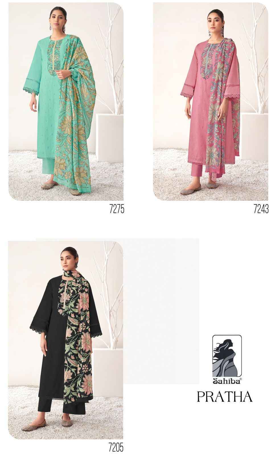 Sahiba Pratha Cotton Dress Material (3 pcs Catalogue)