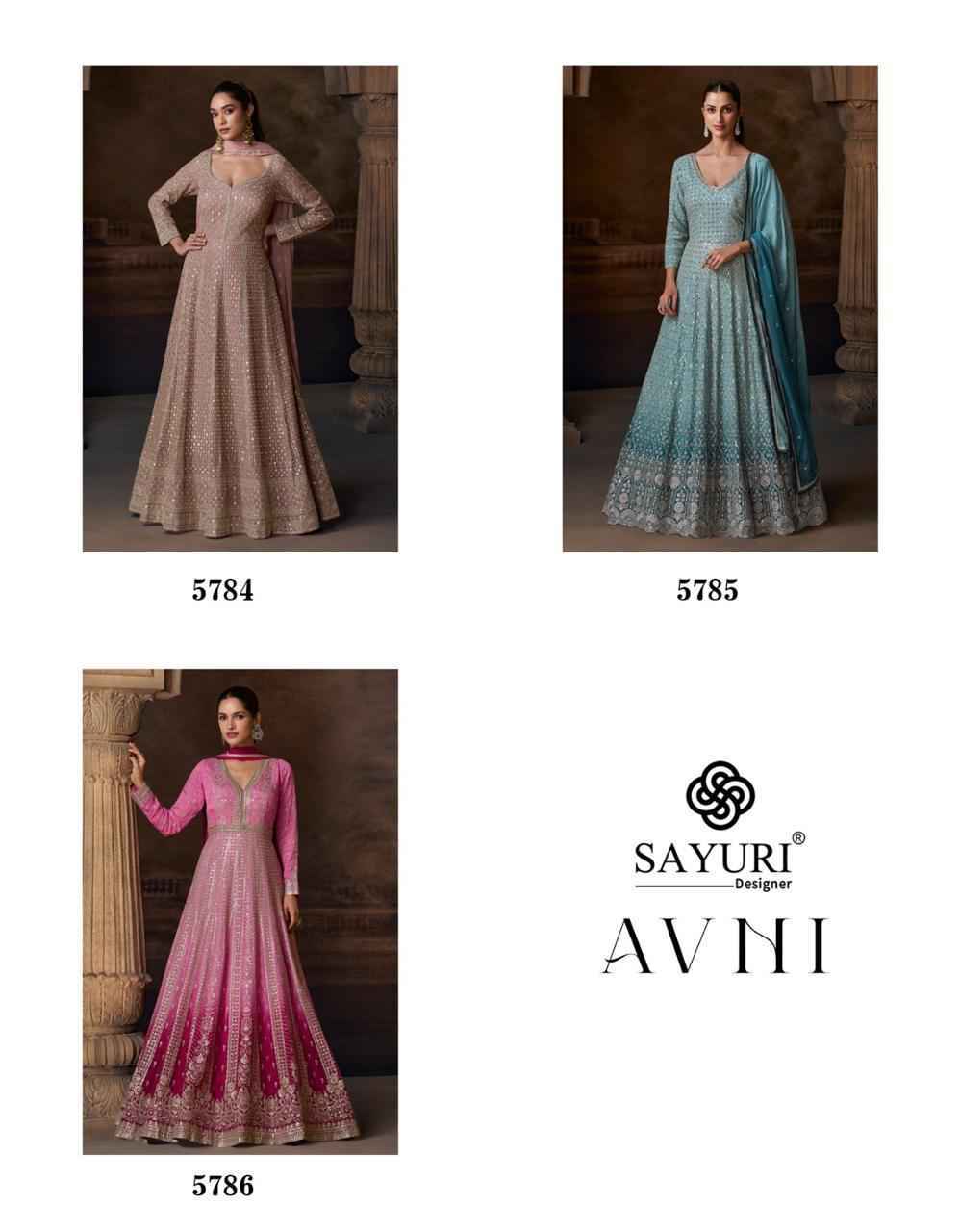Sayuri Designer Avni Readymade Chinon Silk Dress (3 pcs Catalogue)