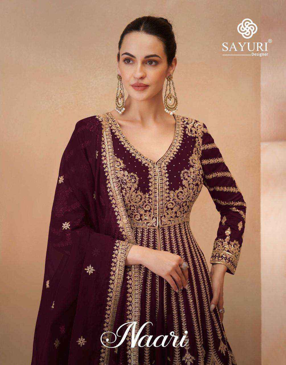 Sayuri Designer Naari Readymade Chinon Silk Dress 5 pcs Catalogue