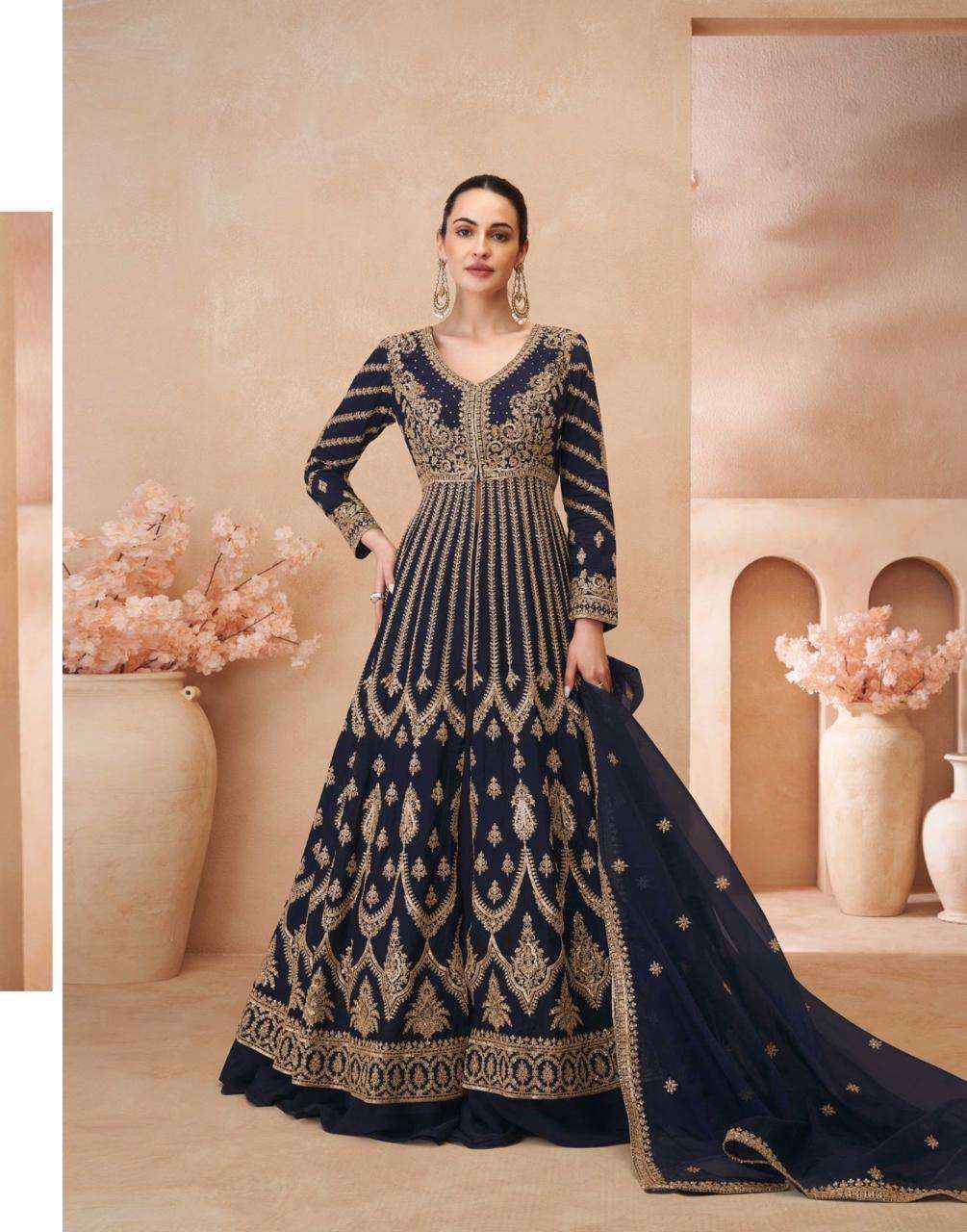 Sayuri Designer Naari Readymade Chinon Silk Dress 5 pcs Catalogue
